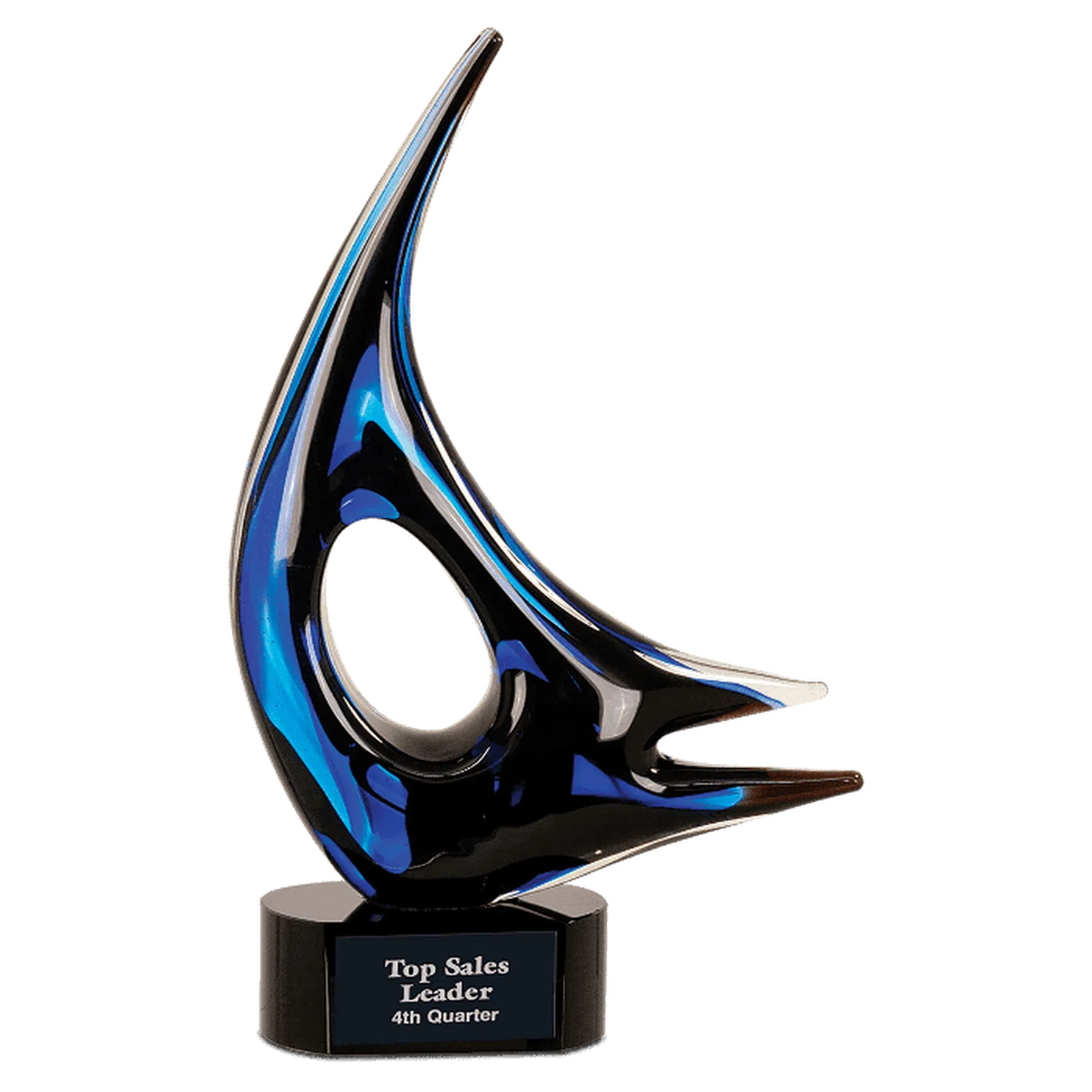 14 1/4" Blue Sail Art Glass Award Sculpture