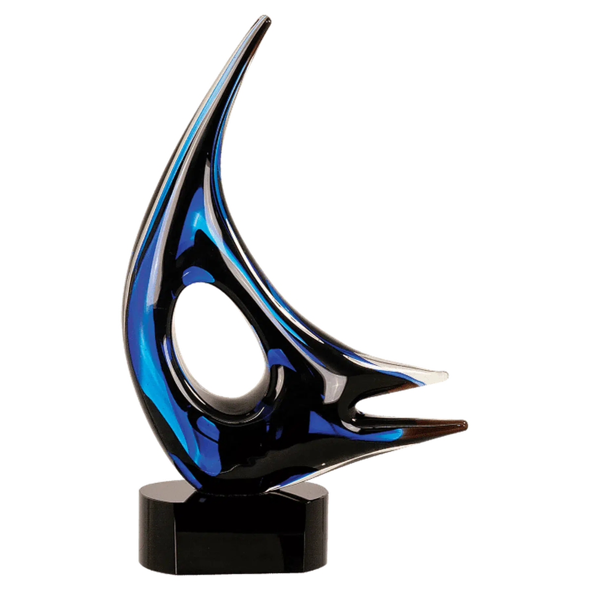 14 1/4" Blue Sail Art Glass Award Sculpture - LightForce Laser Engraving, LLC