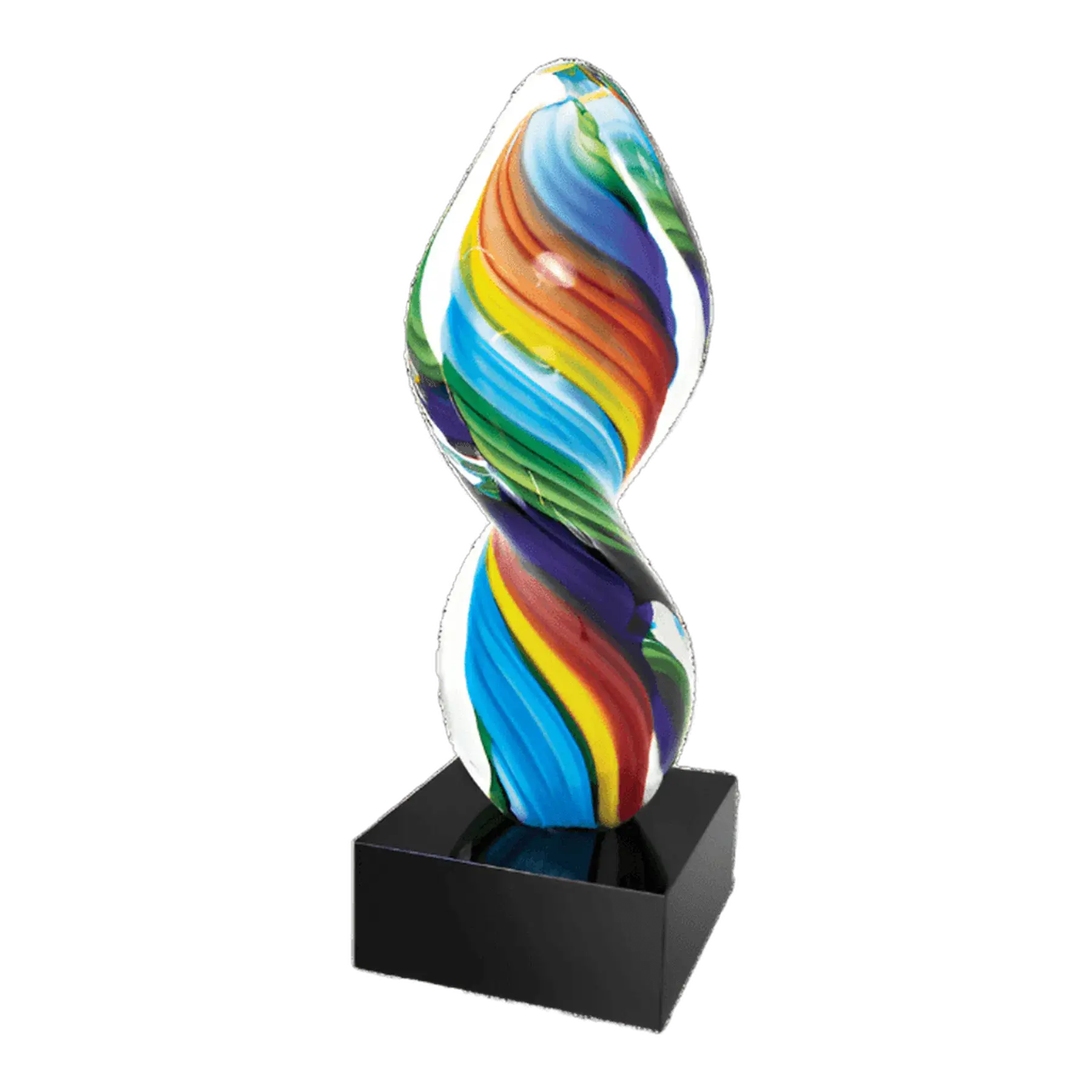 14" Multi-Color Twist Art Glass Award Sculpture