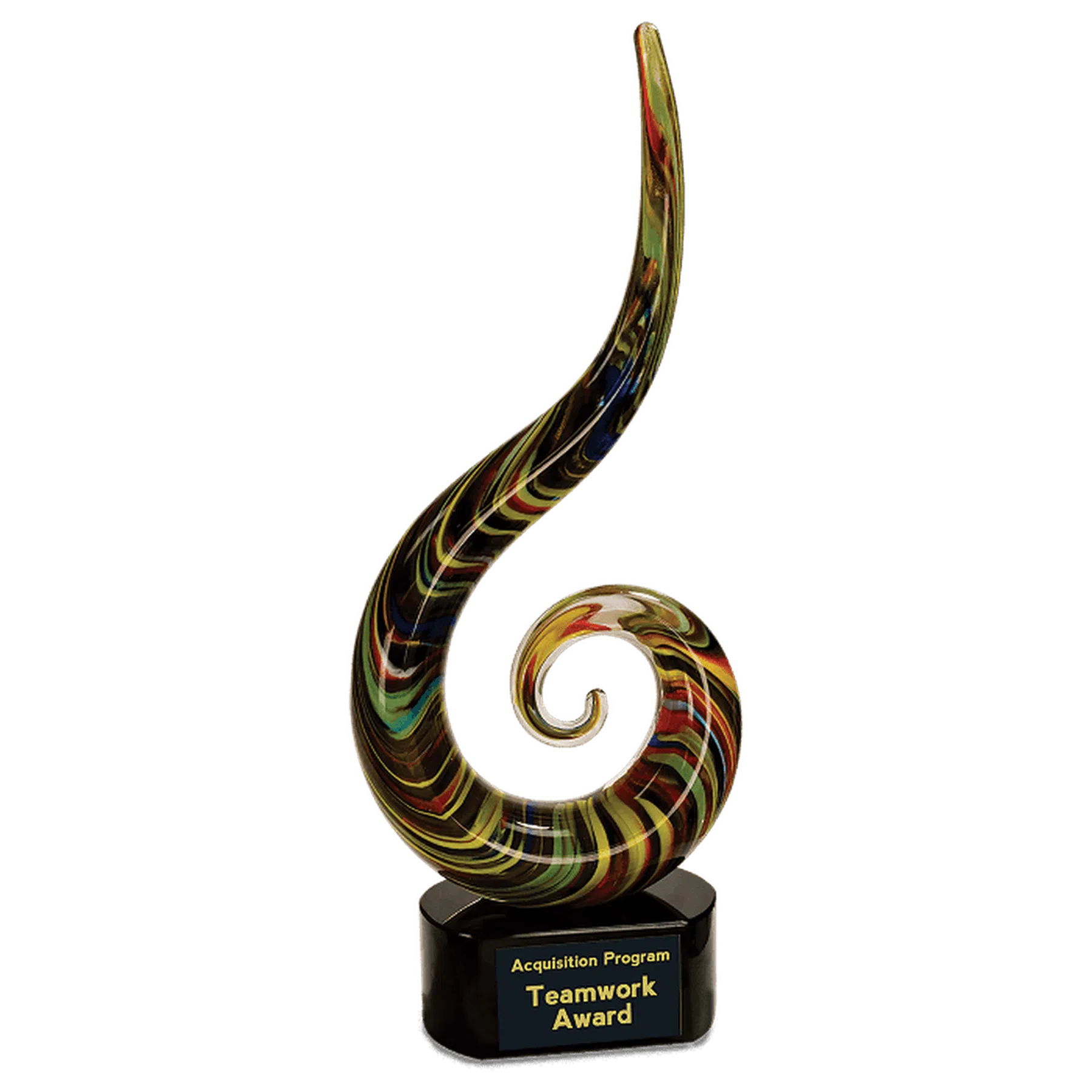 15 1/2" Color Swoop Art Glass Award Scupture