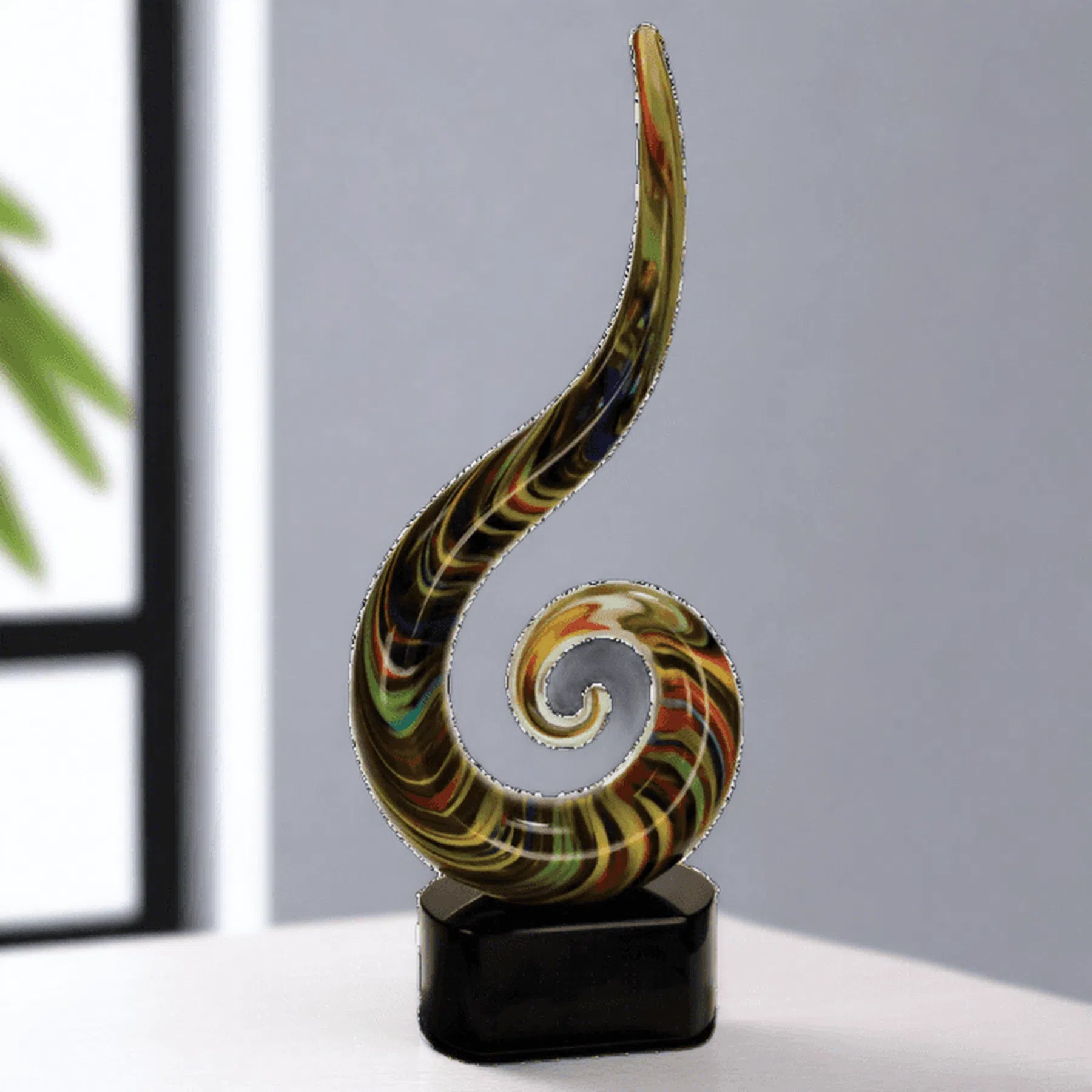15 1/2" Color Swoop Art Glass Award Scupture