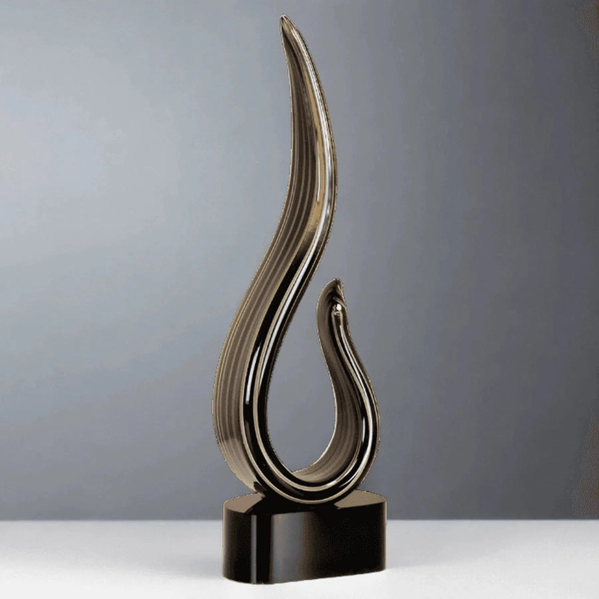 15" Black & Gold Curve Art Glass Award Sculpture - LightForce Laser Engraving, LLC