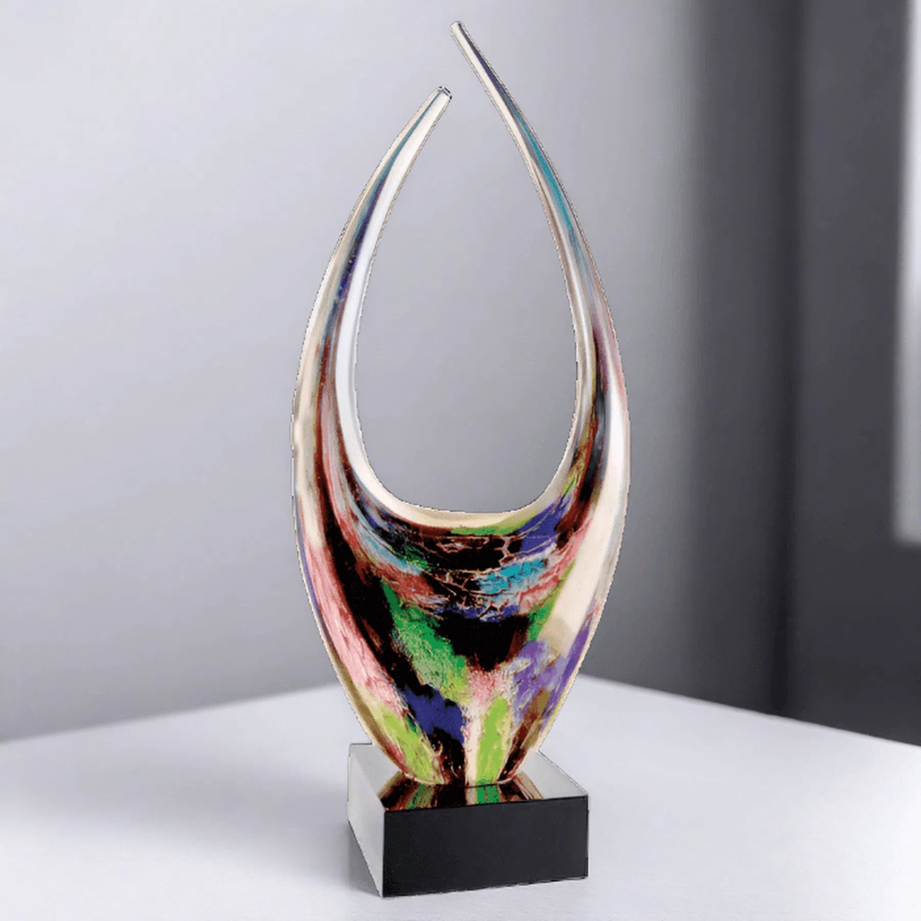16 3/4" Dual Rising Art Glass Award Sculpture