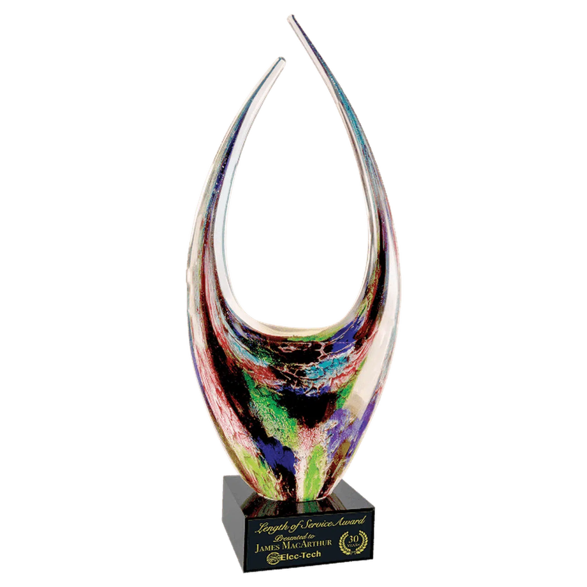 16 3/4" Dual Rising Art Glass Award Sculpture - LightForce Laser Engraving, LLC