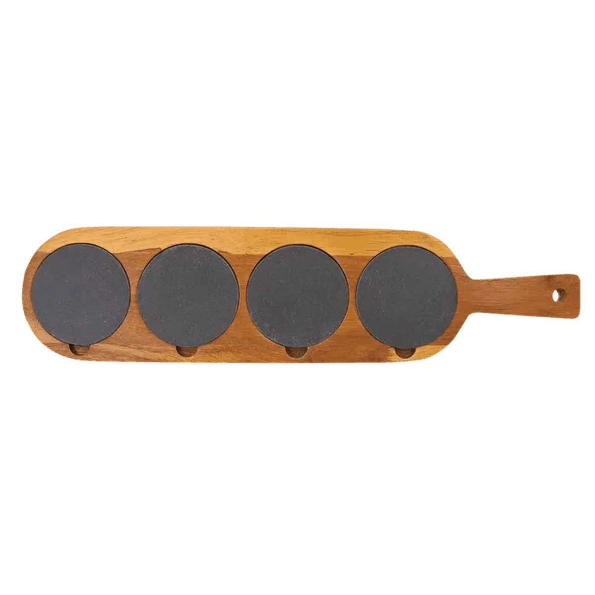 1860 Acacia Wood Serving and Tasting Board with Slate Coasters - LightForce Laser Engraving, LLC