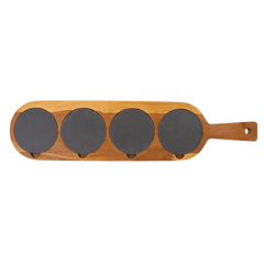 1860 Acacia Wood Serving and Tasting Board with Slate Coasters