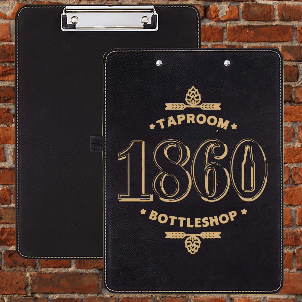 1860 Black/Gold Leatherette Clipboard - LightForce Laser Engraving, LLC