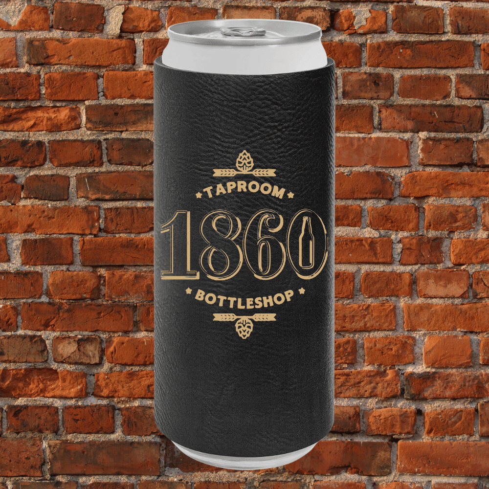 1860 Black Slim Leatherette Beverage Holders with Classic Logo Personalization