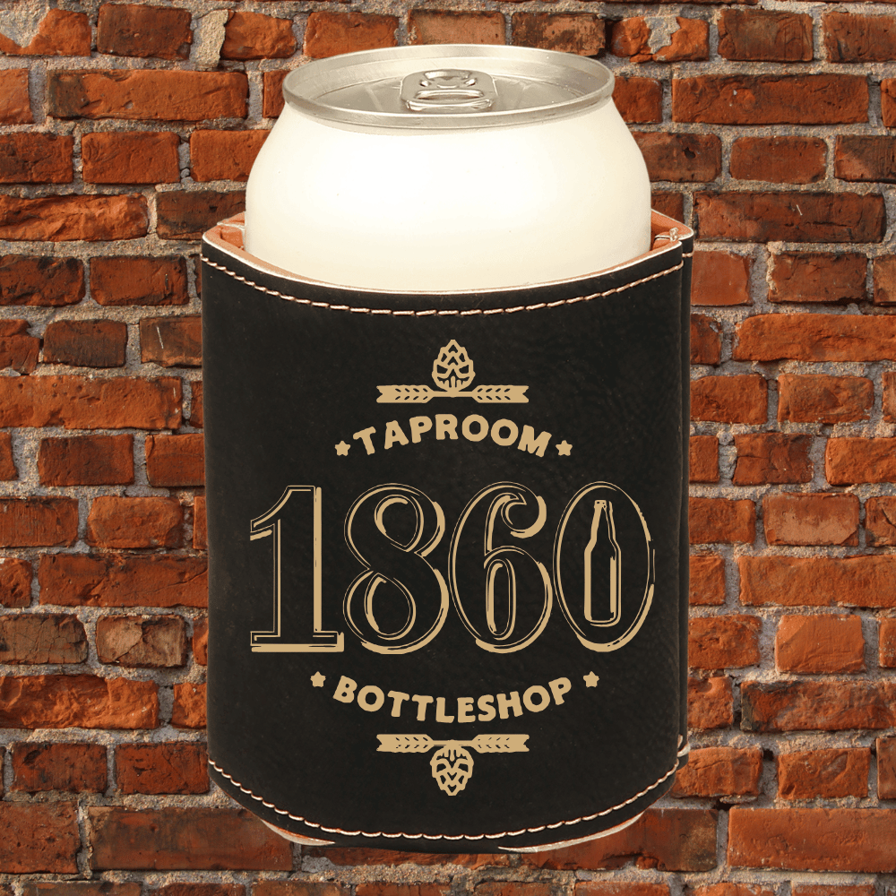 1860 Black Regular Leatherette Beverage Holders with Classic Logo Personalization for Mug Club Members 