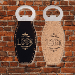 1860 Leatherette Bottle Opener with Magnet in Black/Gold or Cork