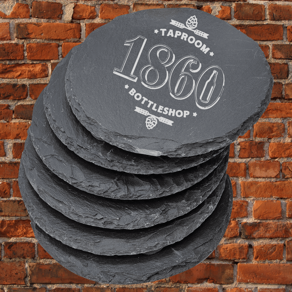 1860 Slate Coasters with Gift Set (Round or Square) - LightForce Laser Engraving, LLC