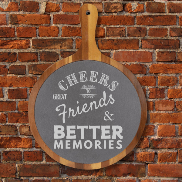 1860 Acacia Wood & Slate Paddle Sign - Cheers to Great Friends