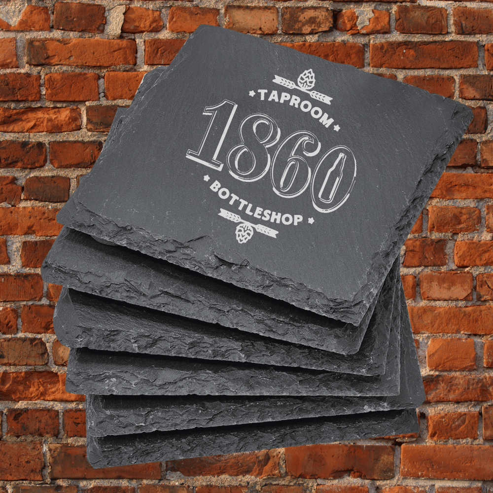 1860 Slate Coasters Individual or 6 Coaster Set with Classic 1860 Logo