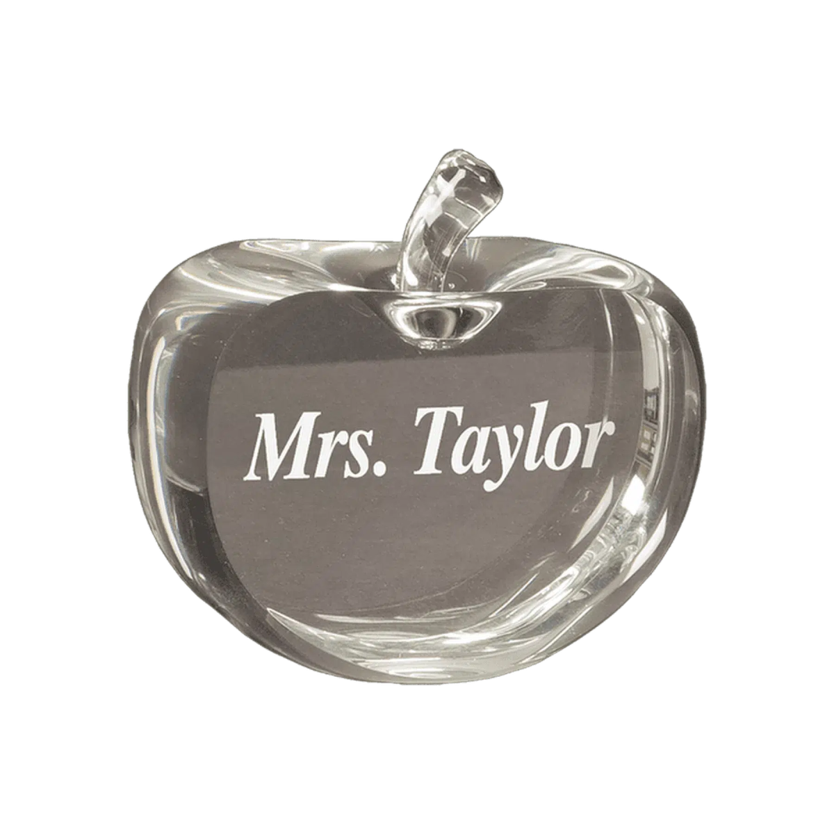 3 1/2" x 3 3/4" Flat Crystal Apple - LightForce Laser Engraving, LLC