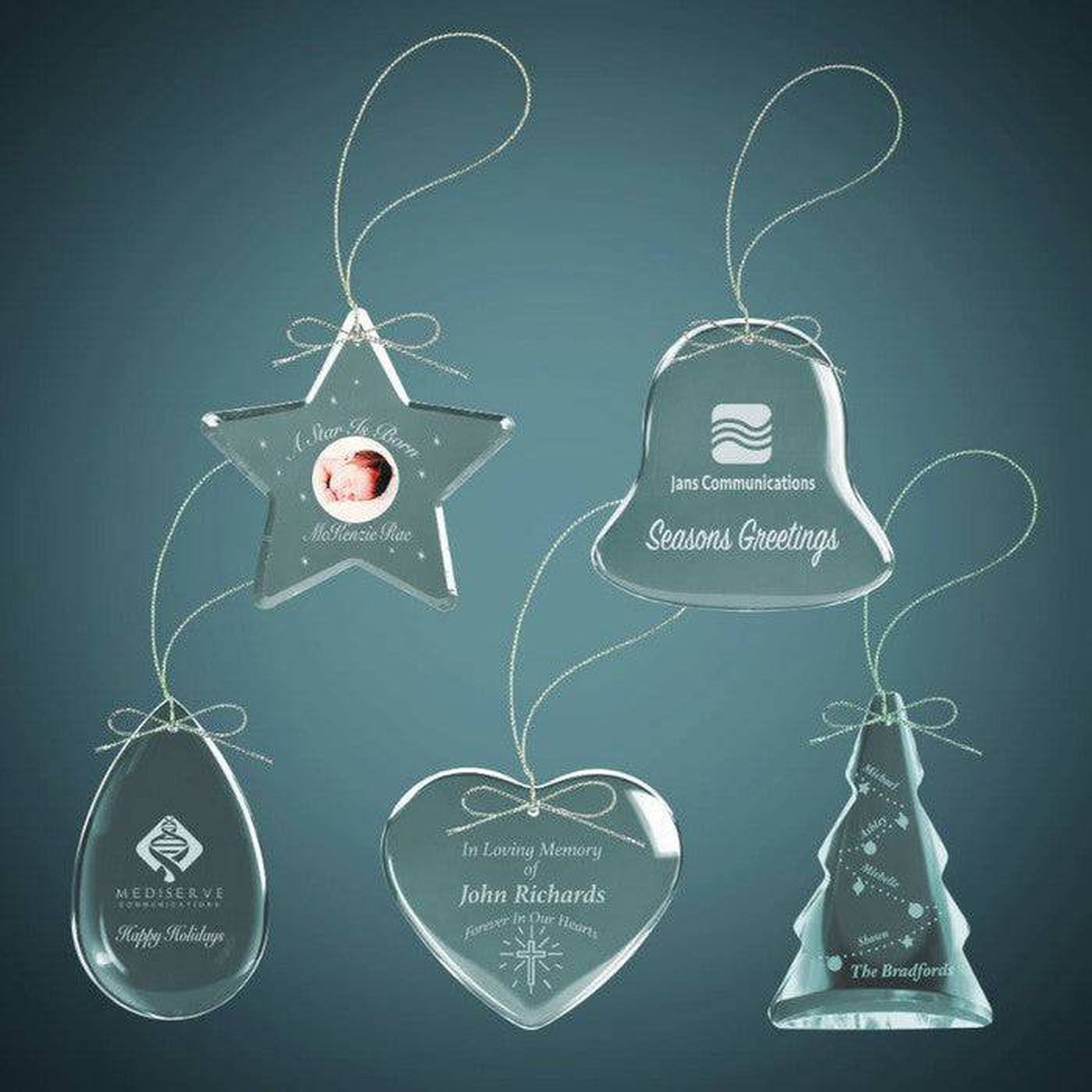 3" Crystal Heart Ornament with Silver String