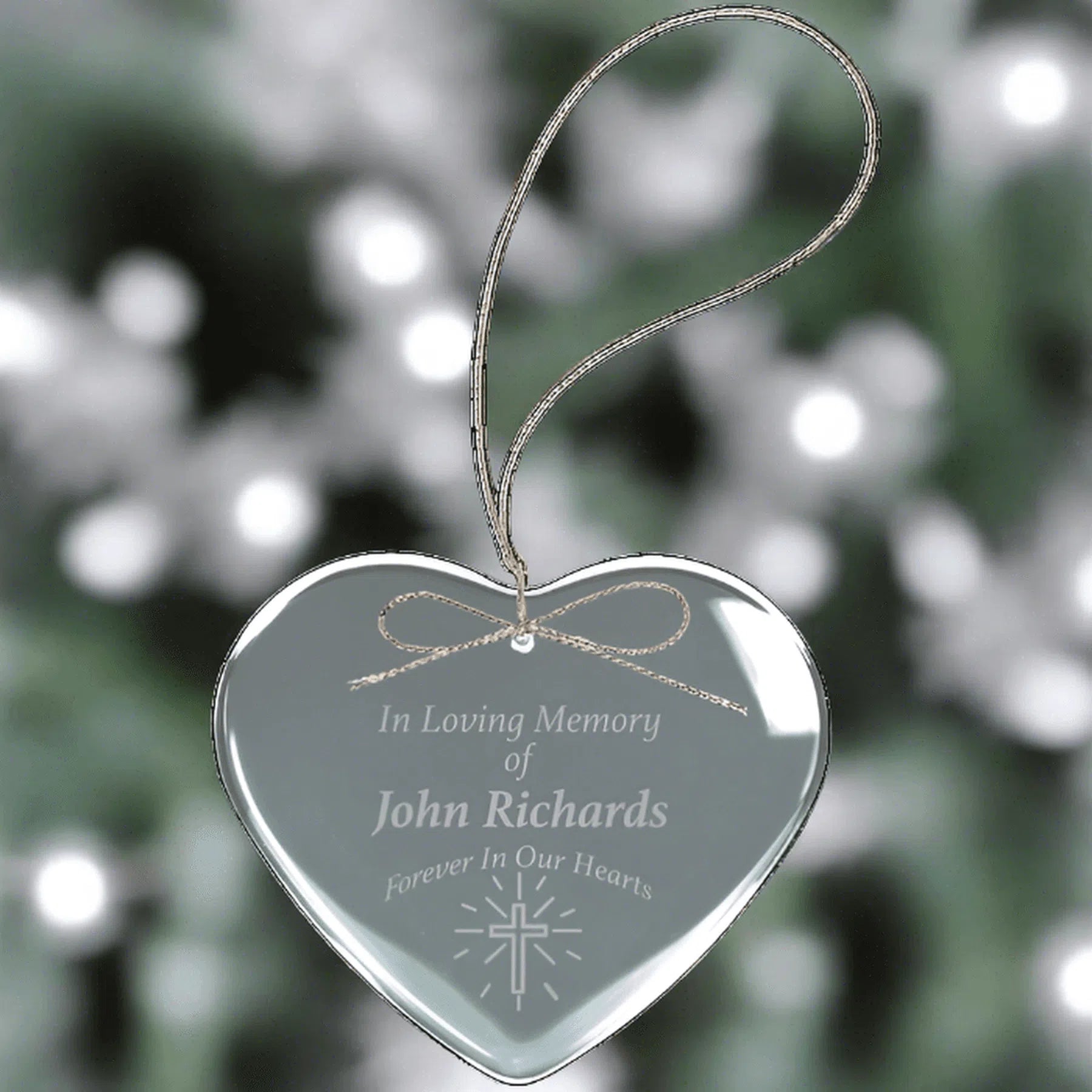 3" Crystal Heart Ornament with Silver String
