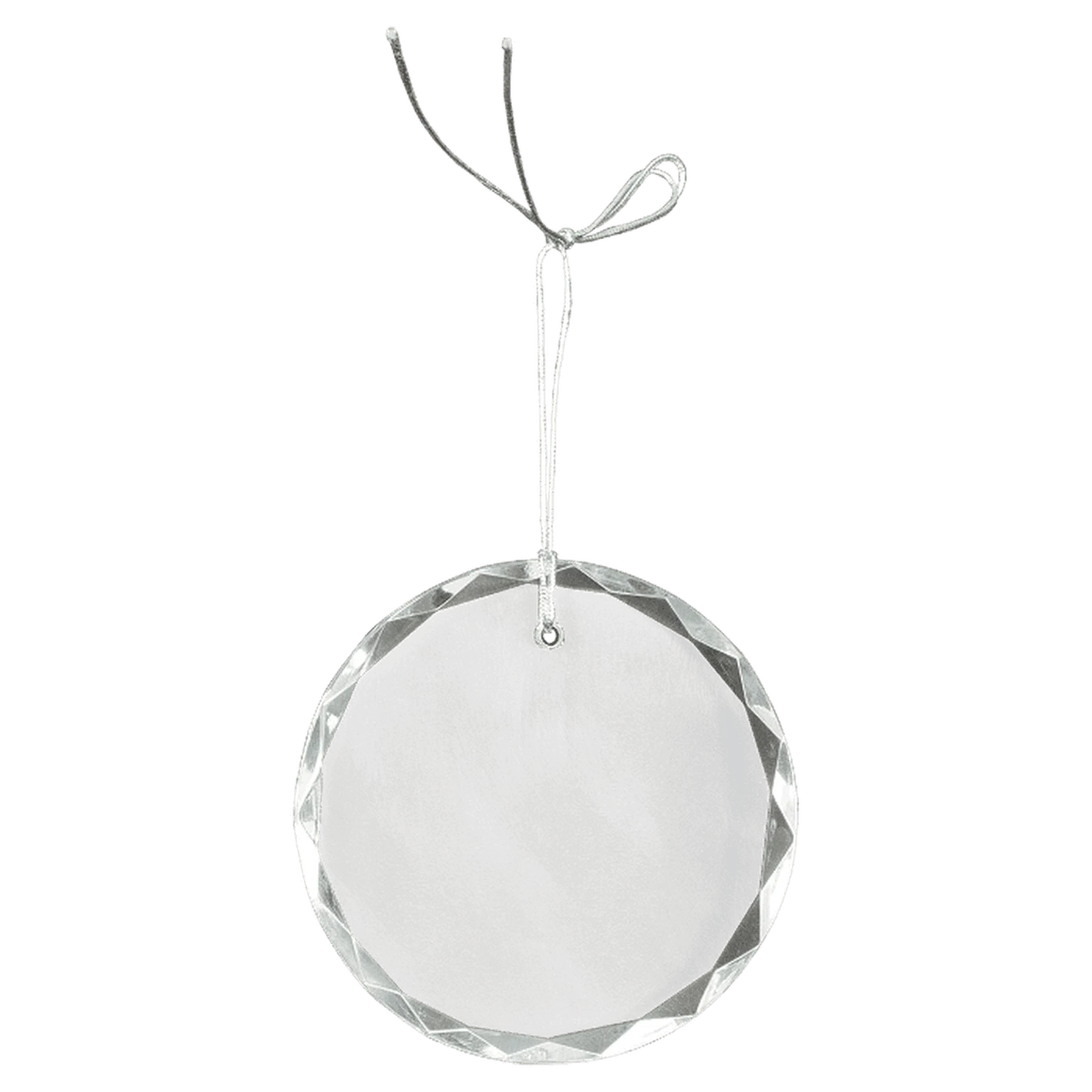 3" Faceted Crystal Round Ornament with Silver String
