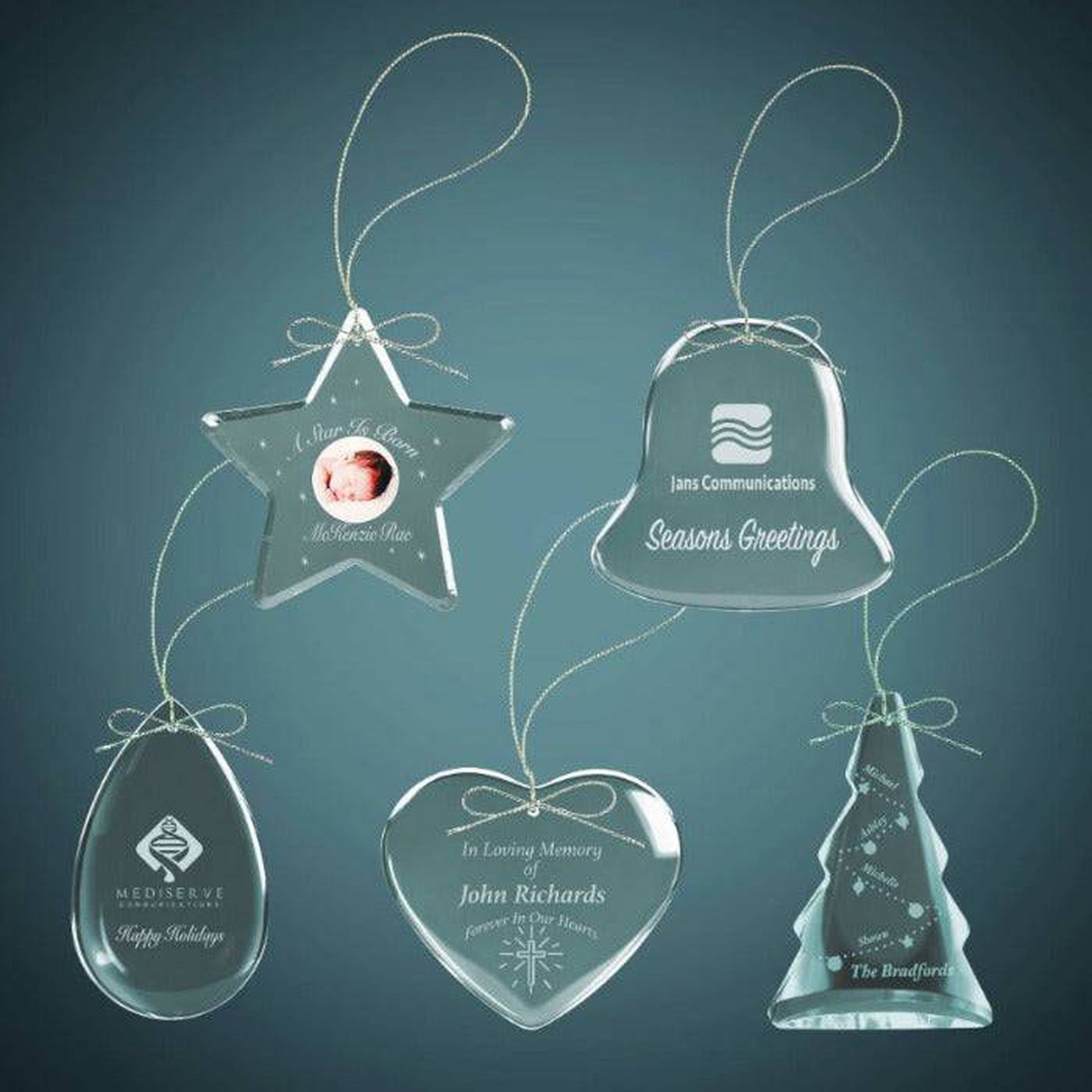 3" Faceted Crystal Tree Ornament with Silver String