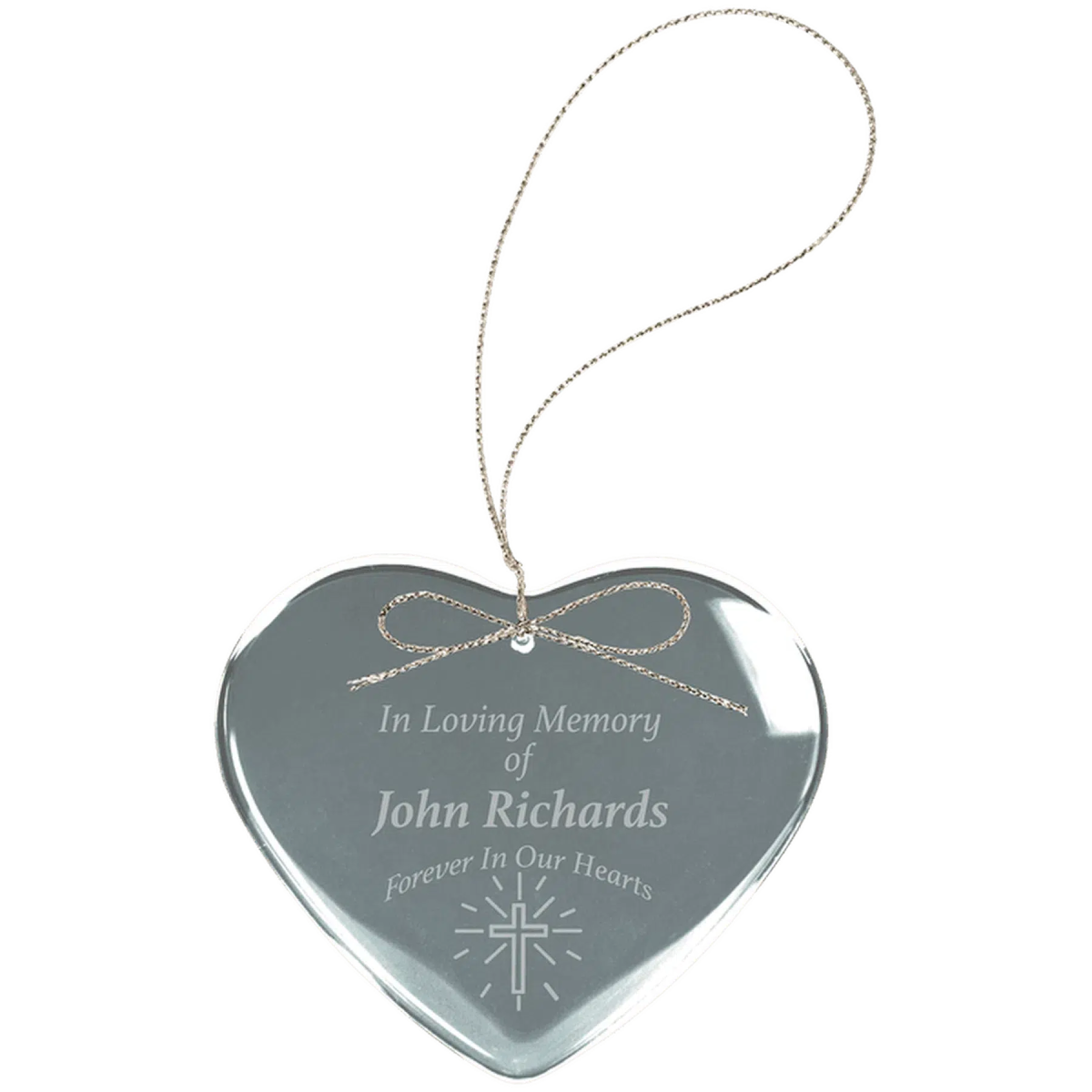 3" Crystal Heart Ornament with Silver String - LightForce Laser Engraving, LLC