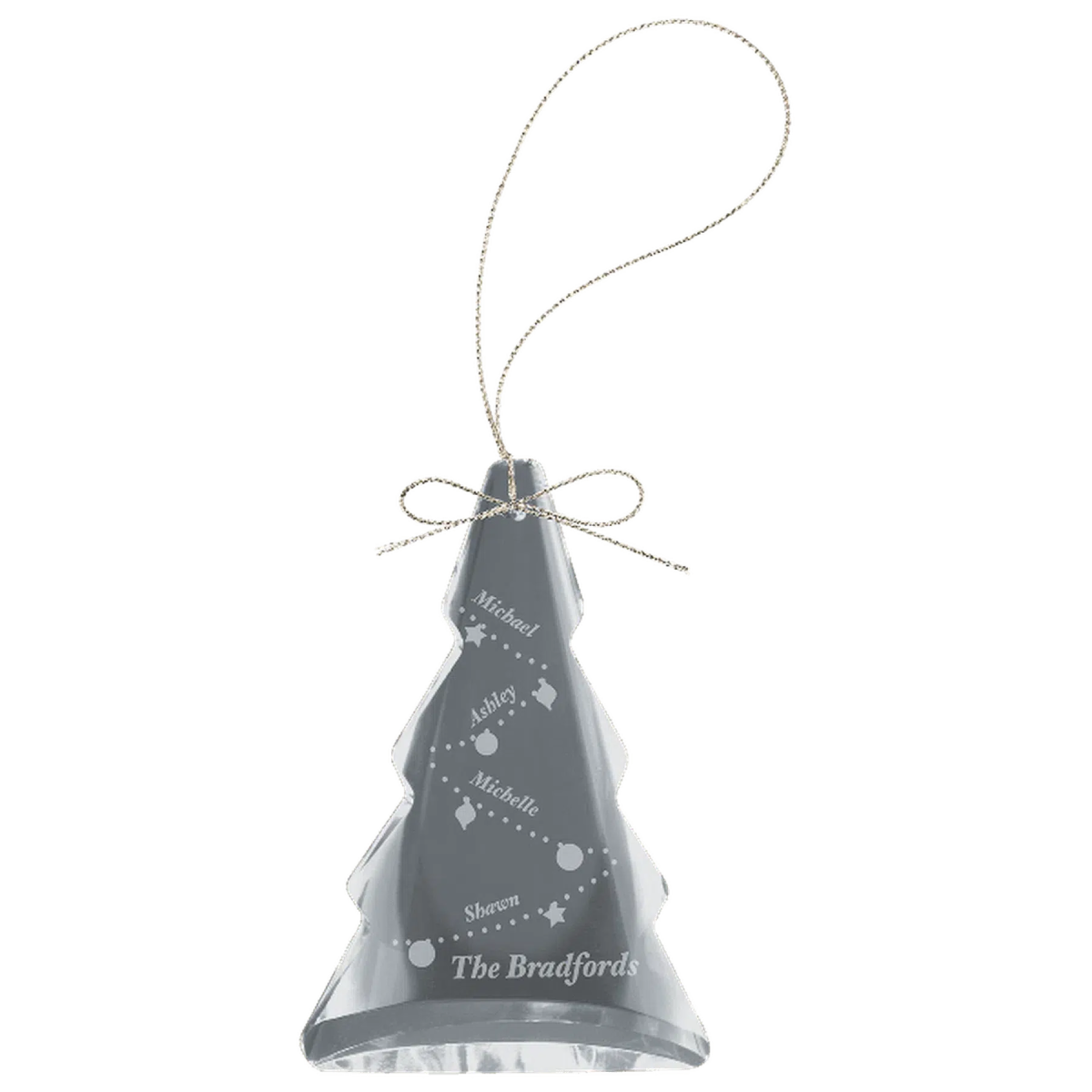 3" Faceted Crystal Tree Ornament with Silver String - LightForce Laser Engraving, LLC