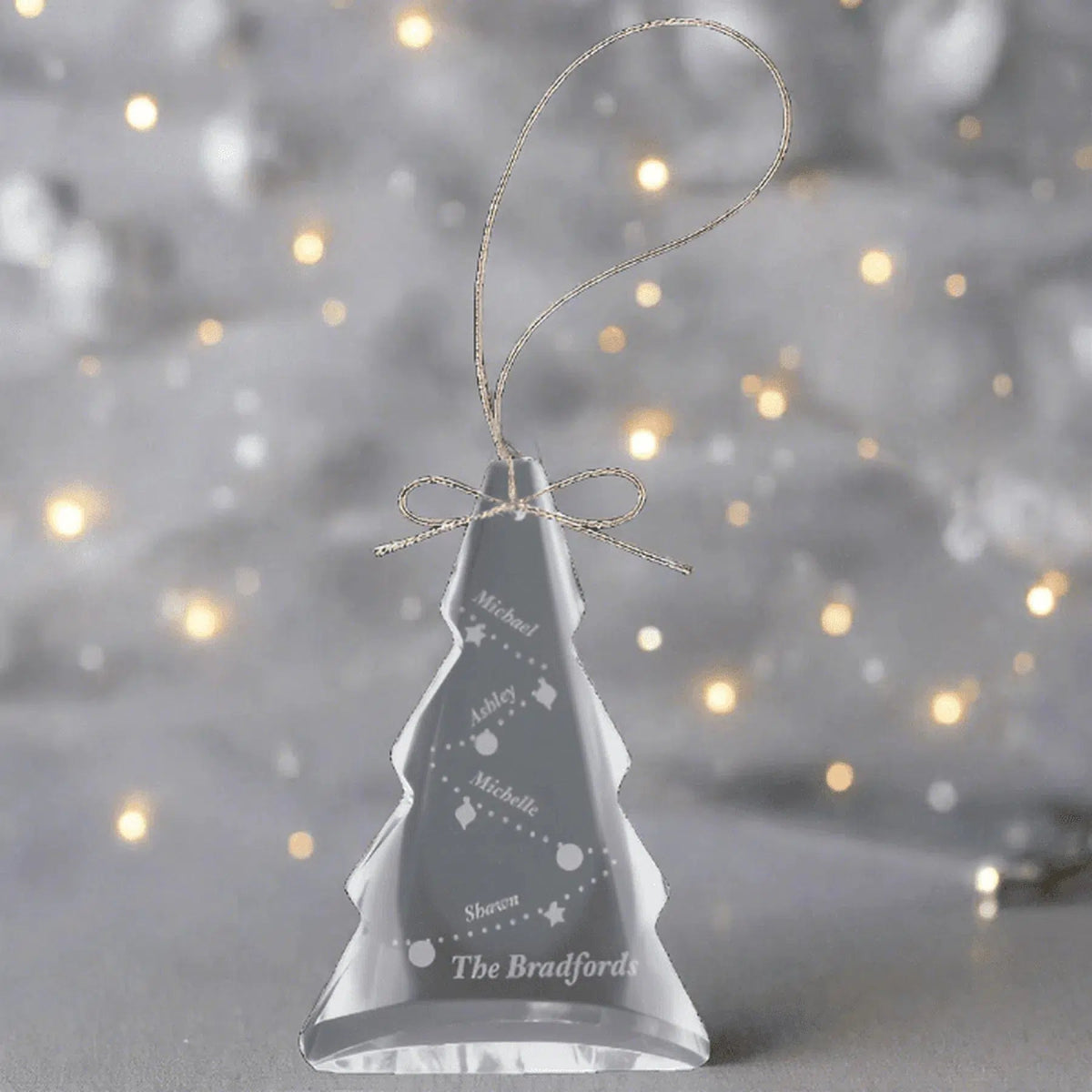 3" Faceted Crystal Tree Ornament with Silver String - LightForce Laser Engraving, LLC