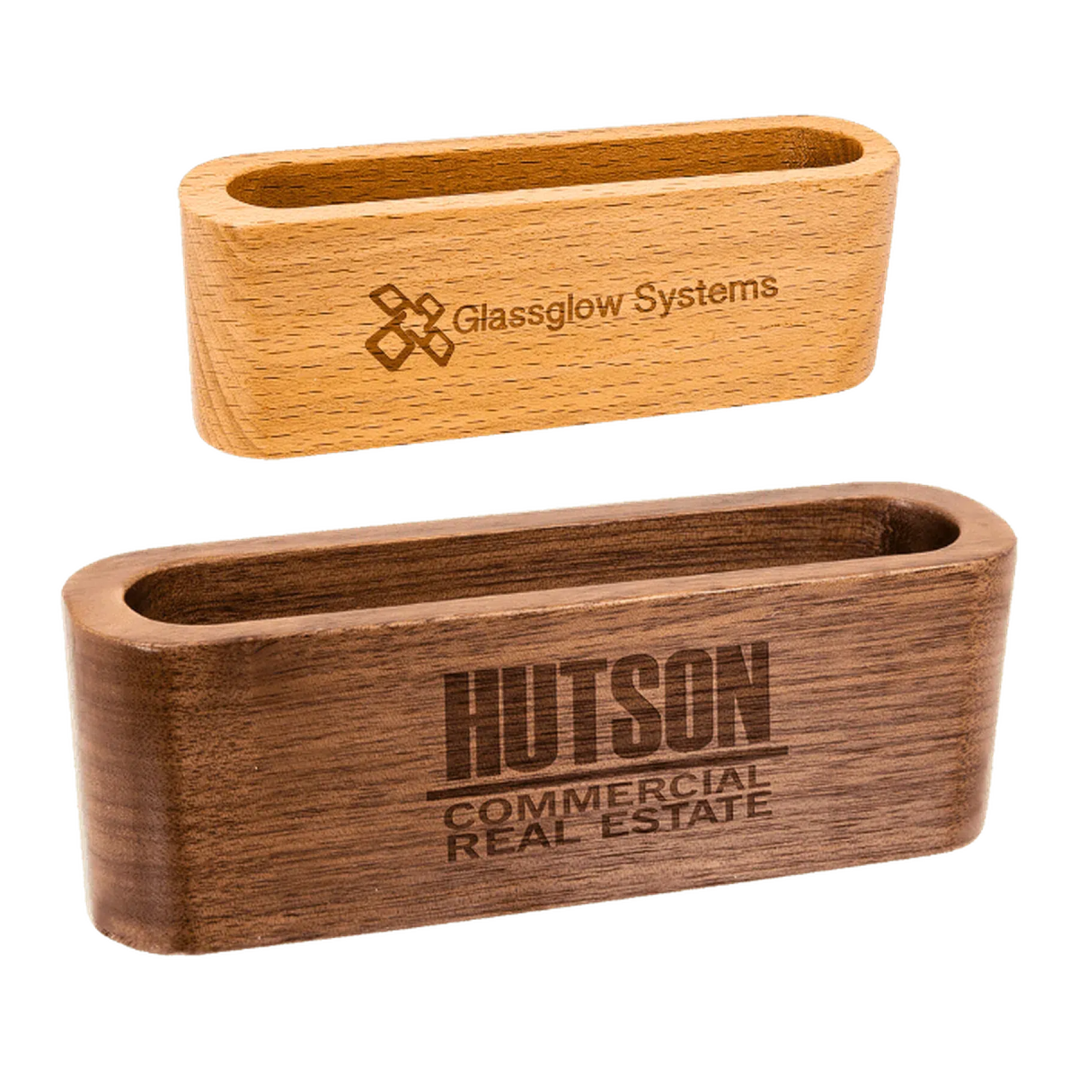 4 1/2" Personalized Wood Business Card Holder - LightForce Laser Engraving, LLC