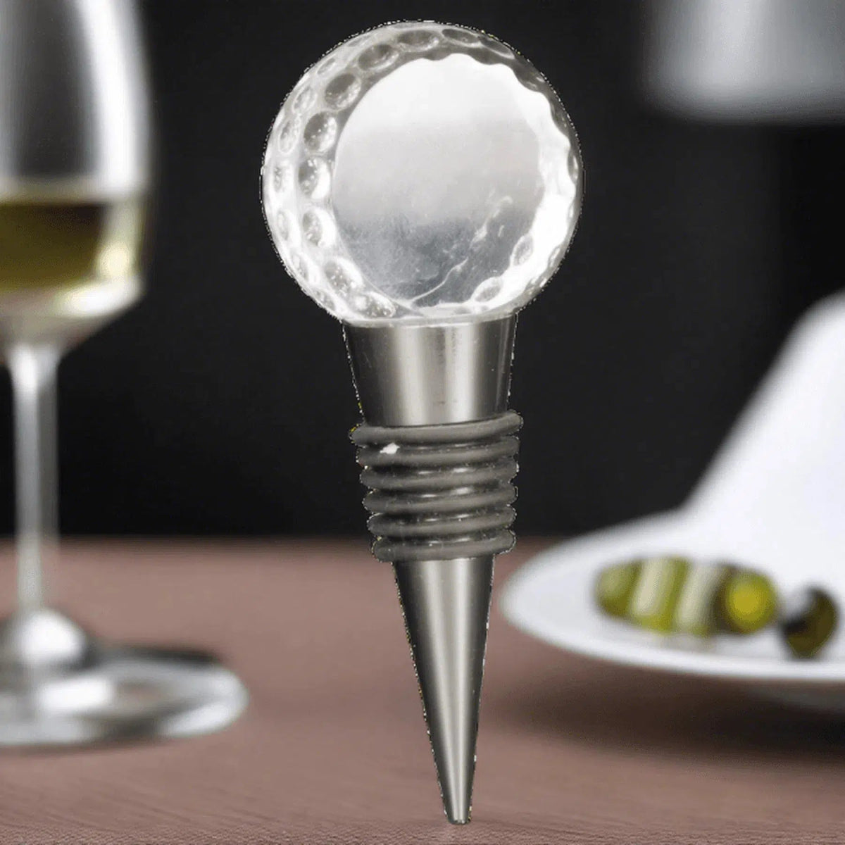 4" Crystal Golf Ball Wine Stopper - LightForce Laser Engraving, LLC