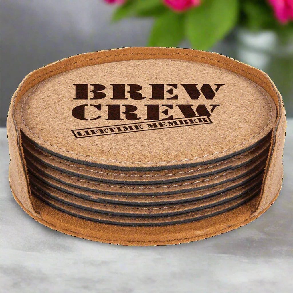 4" Personalized Cork Coaster Sets (Round and Square) - LightForce Laser Engraving, LLC