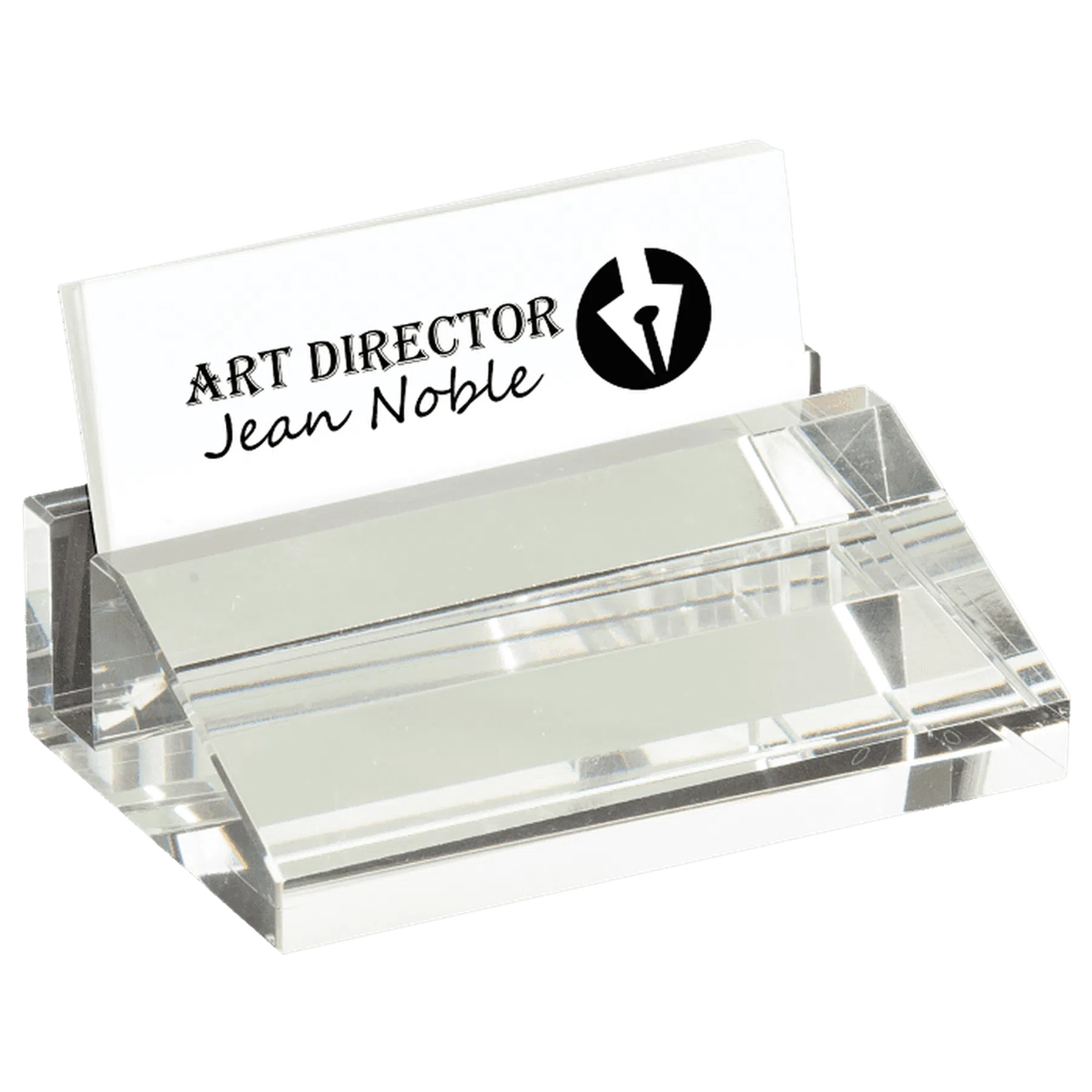 4" x 2 1/2" Personalized Etched Crystal Business Card Holder