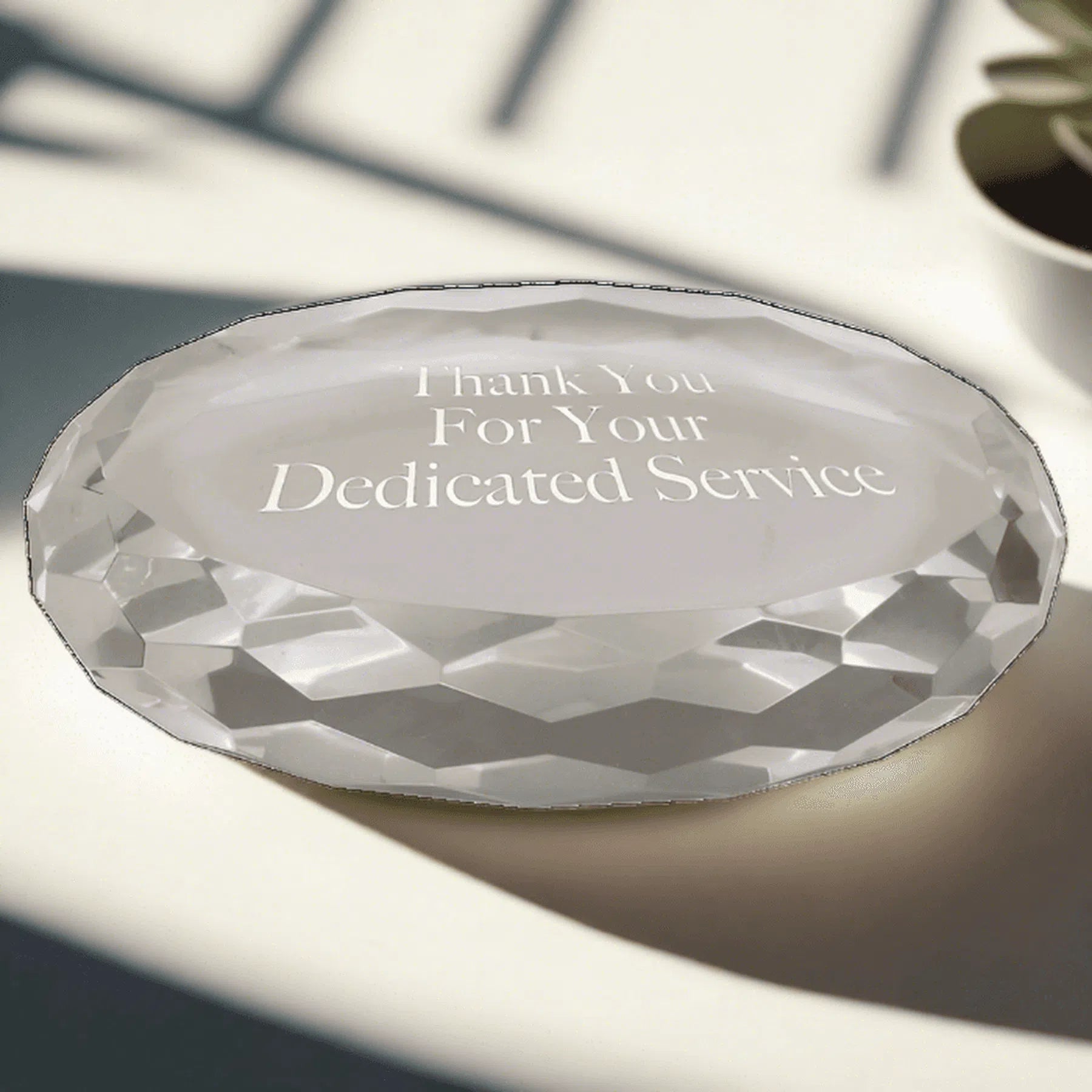4" x 2 3/4" Personalized Oval Crystal Paperweight