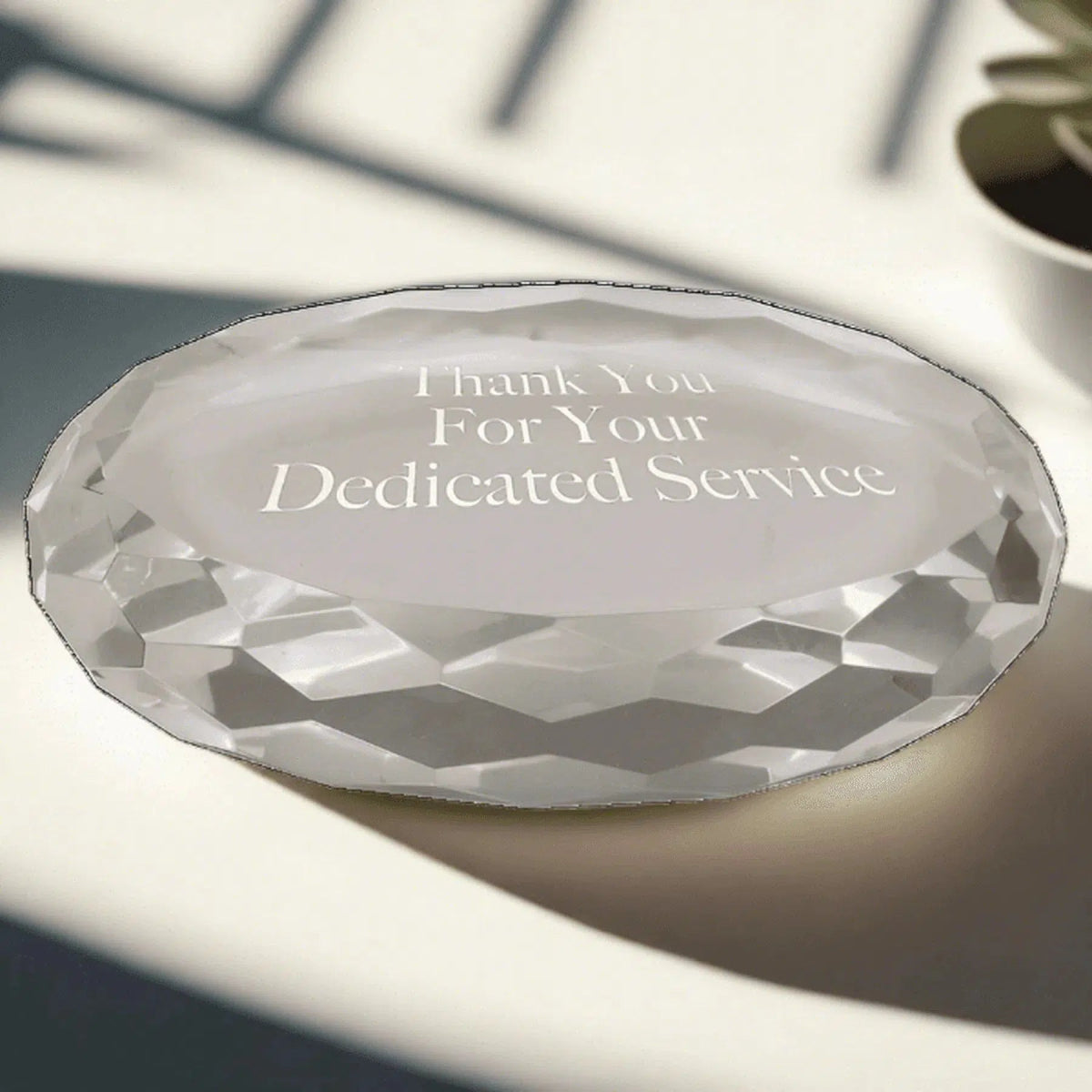 4" x 2 3/4" Personalized Oval Crystal Paperweight - LightForce Laser Engraving, LLC