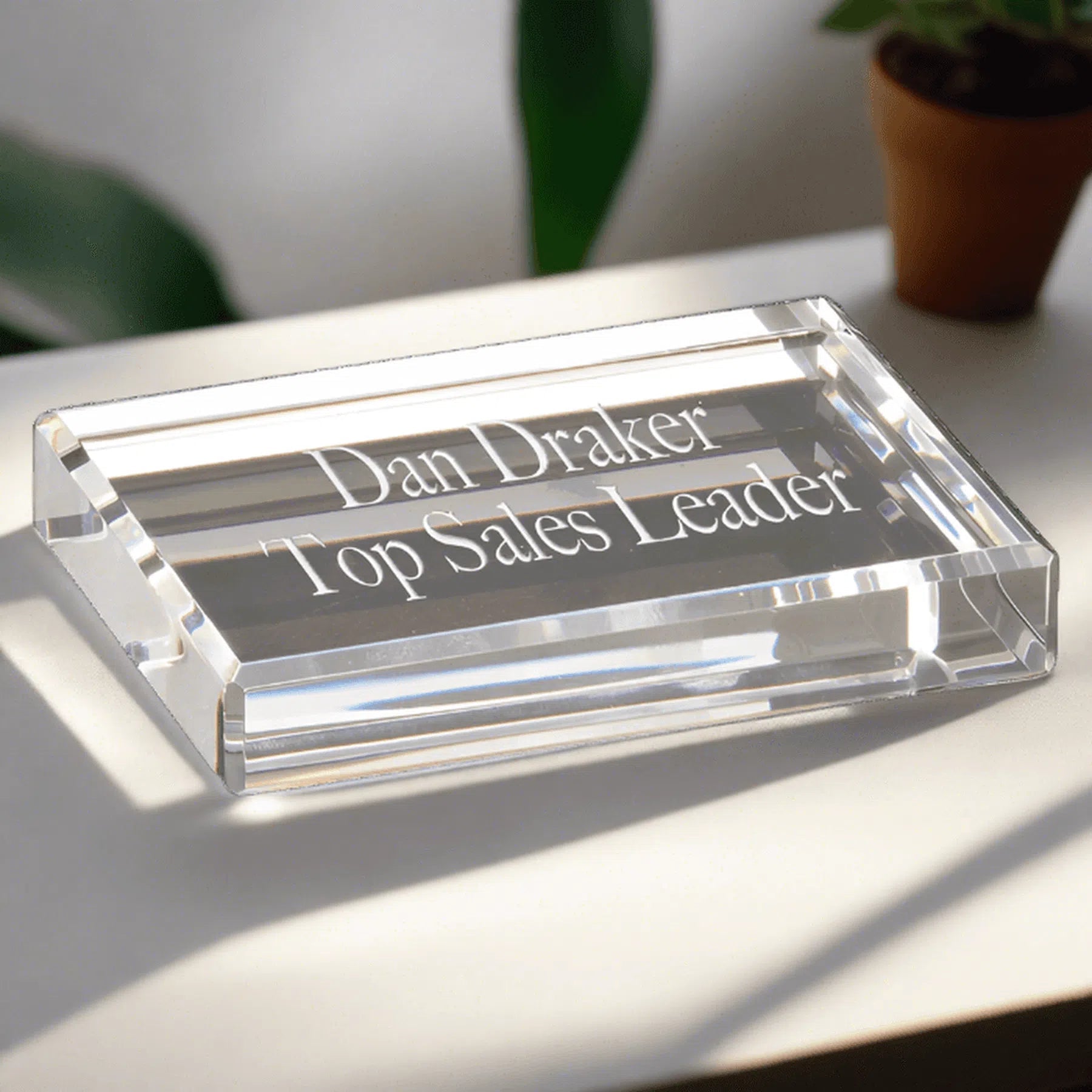 4" x 3" Personalized Crystal Rectangle Paperweight