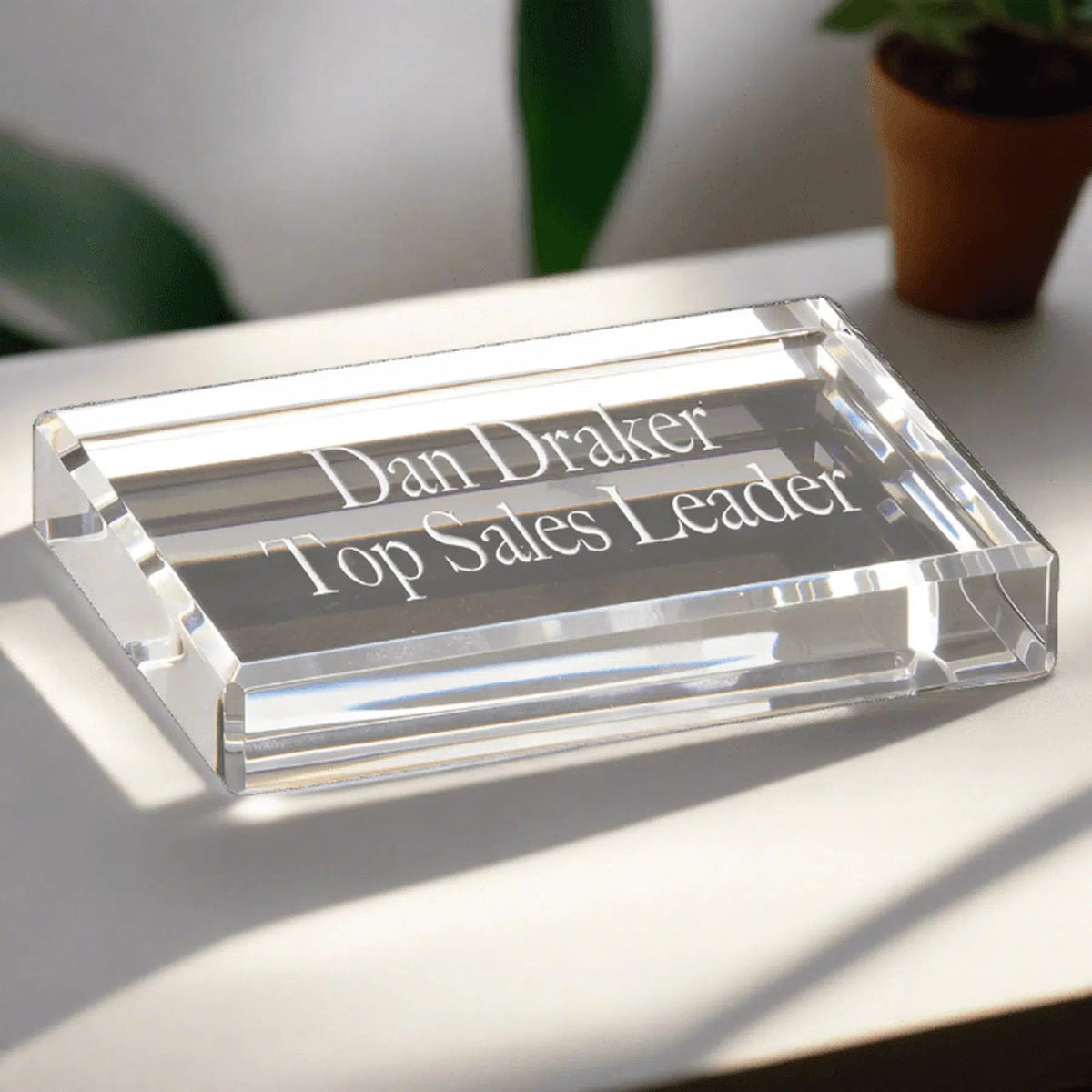 4" x 3" Personalized Crystal Rectangle Paperweight - LightForce Laser Engraving, LLC