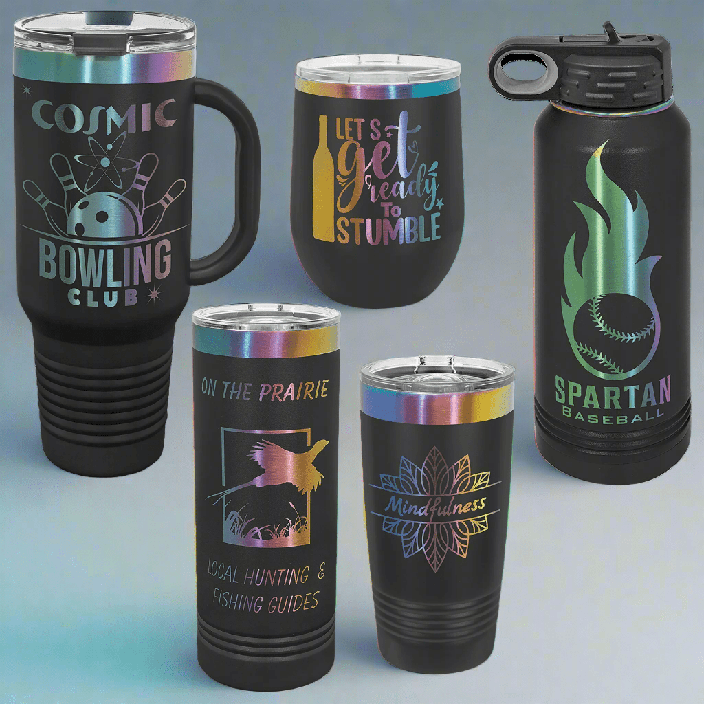 40 oz. Ion Plated Personalized Travel Mugs - Custom Engraved 