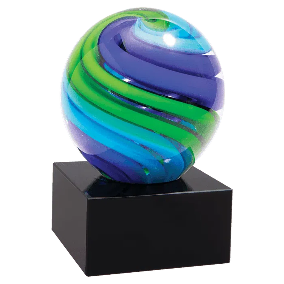 5" Green and Blue Two - Tone Sphere Art Glass Award - LightForce Laser Engraving, LLC