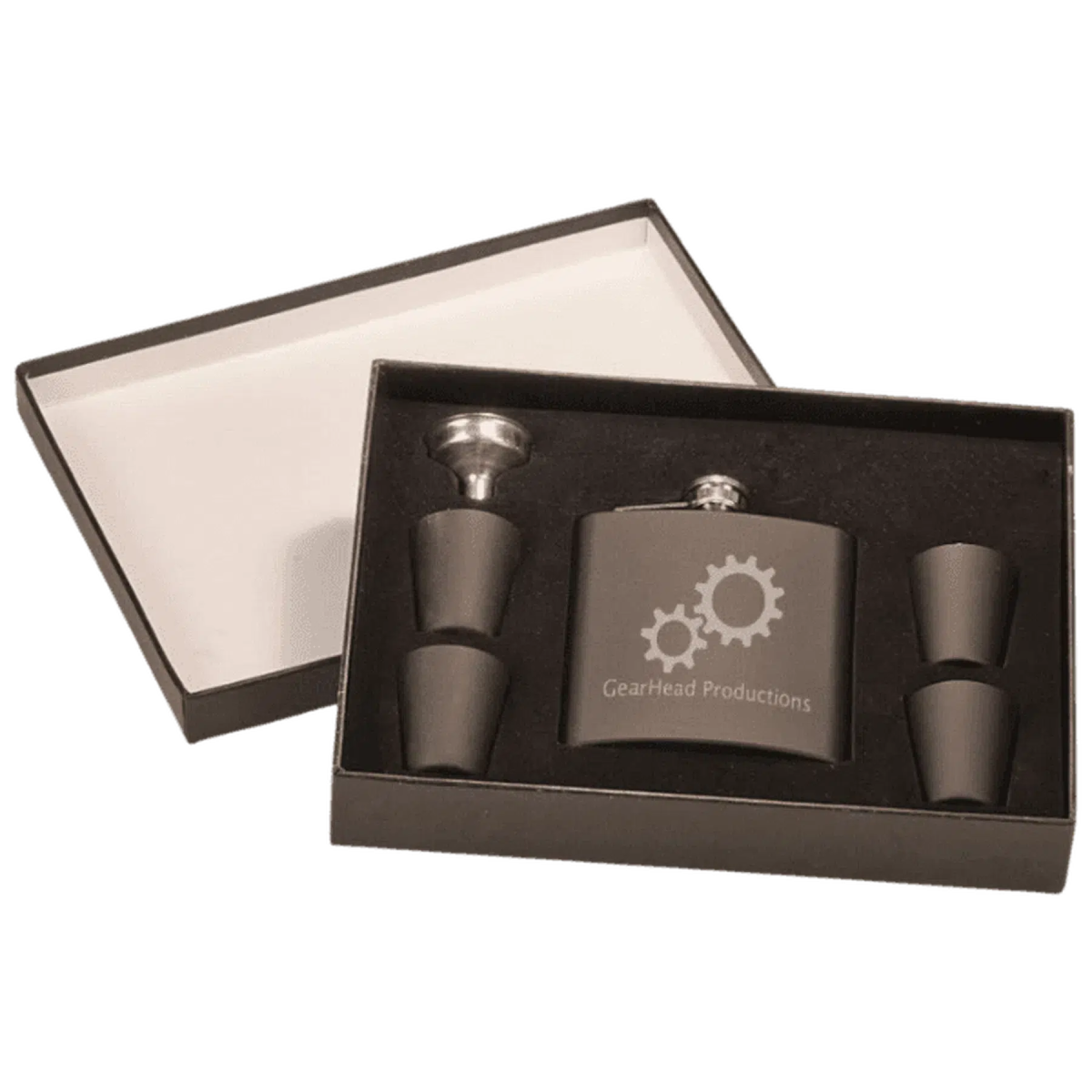 6 oz. Stainless Steel Personalized Flask Set With 4 Shot Glasses - LightForce Laser Engraving, LLC