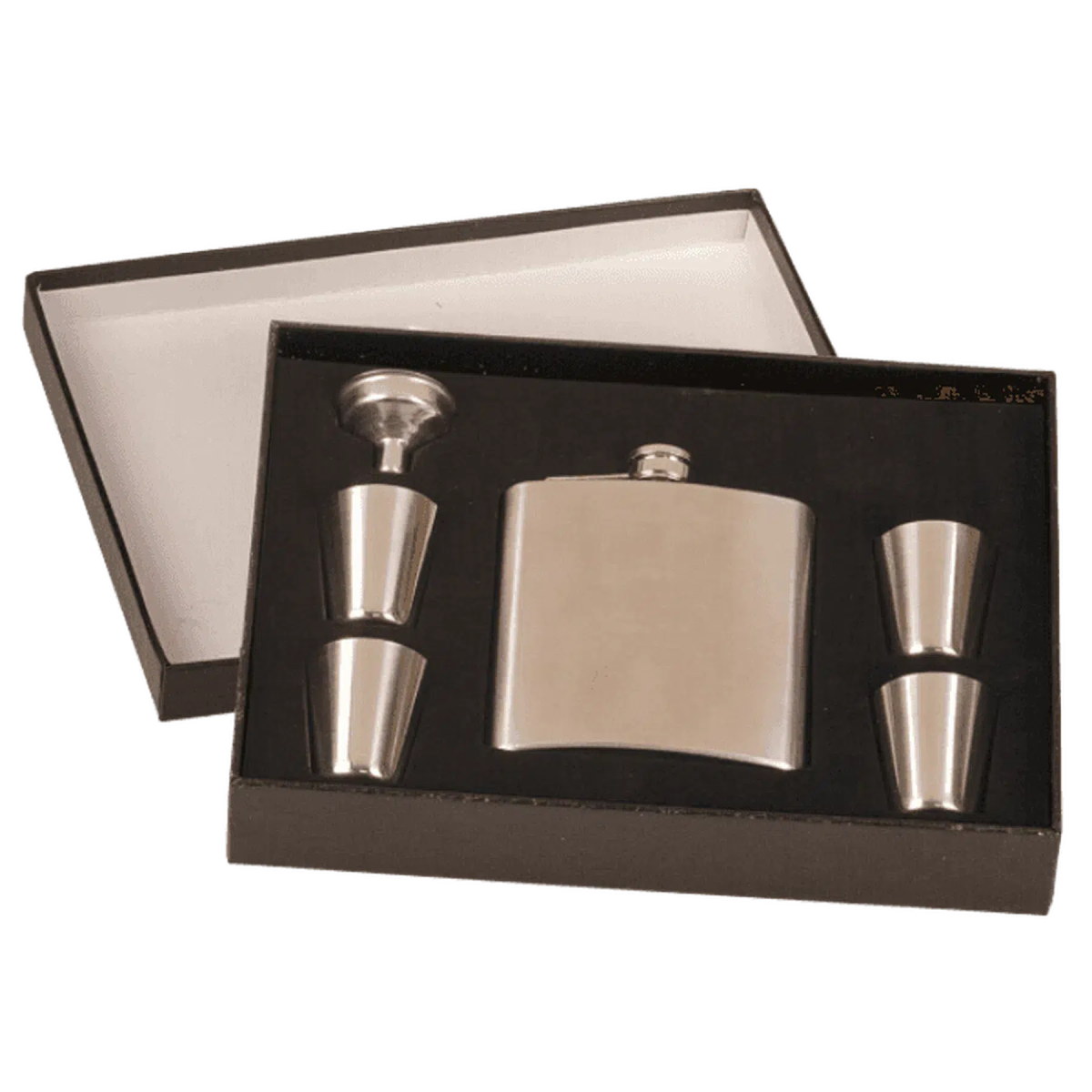 6 oz. Stainless Steel Personalized Flask Set With 4 Shot Glasses - LightForce Laser Engraving, LLC