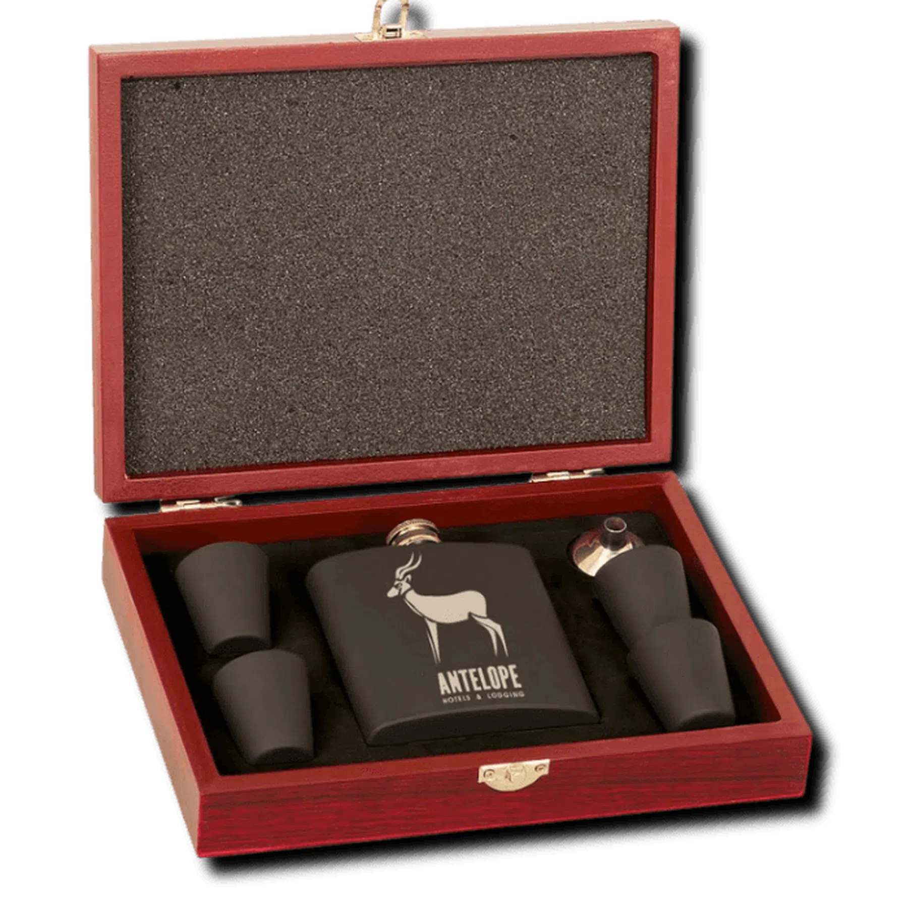 6 oz. Stainless Steel Flask Gift Set with Rosewood Finish Box