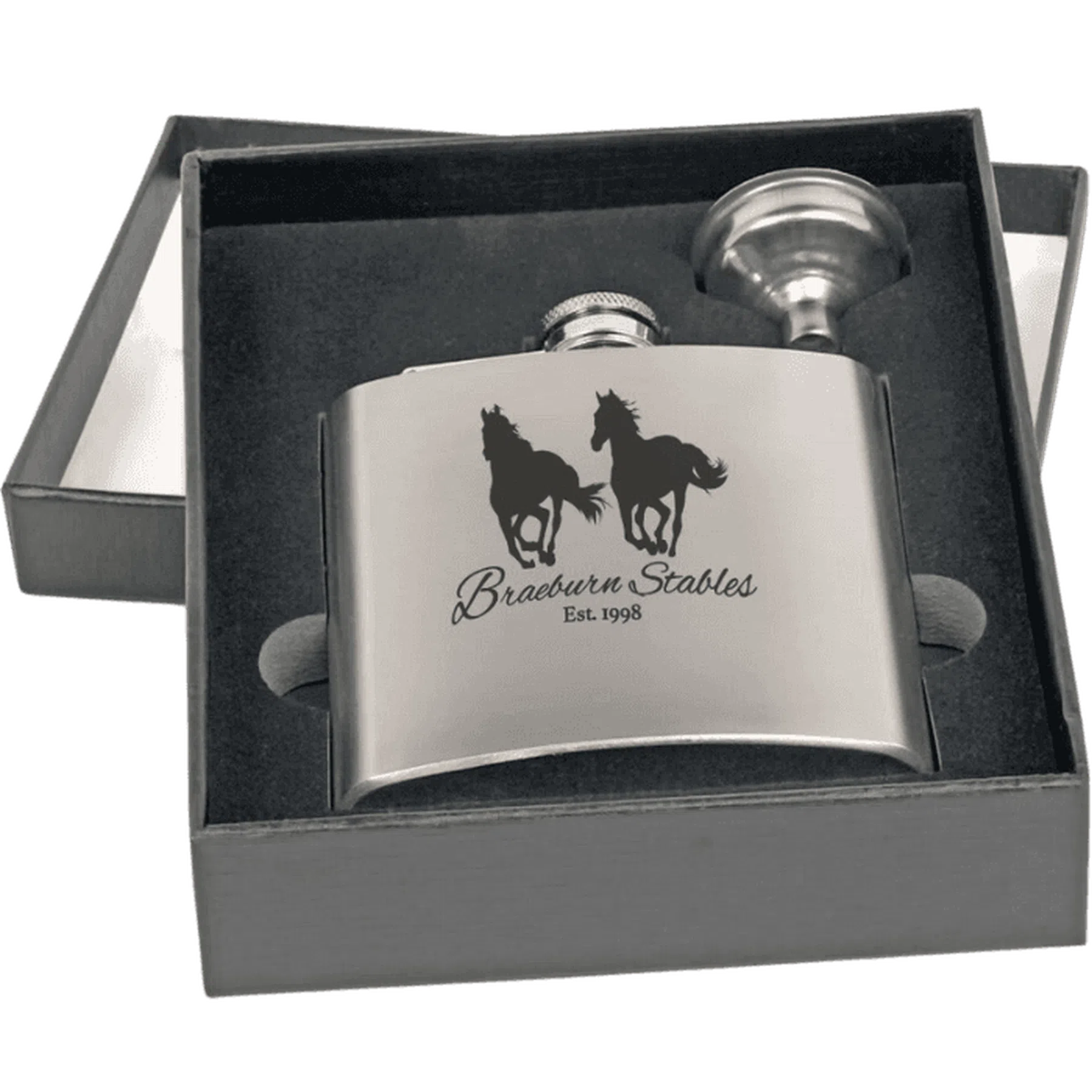 6 oz. Stainless Steel Personalized Flask Gift Set in Gift Box