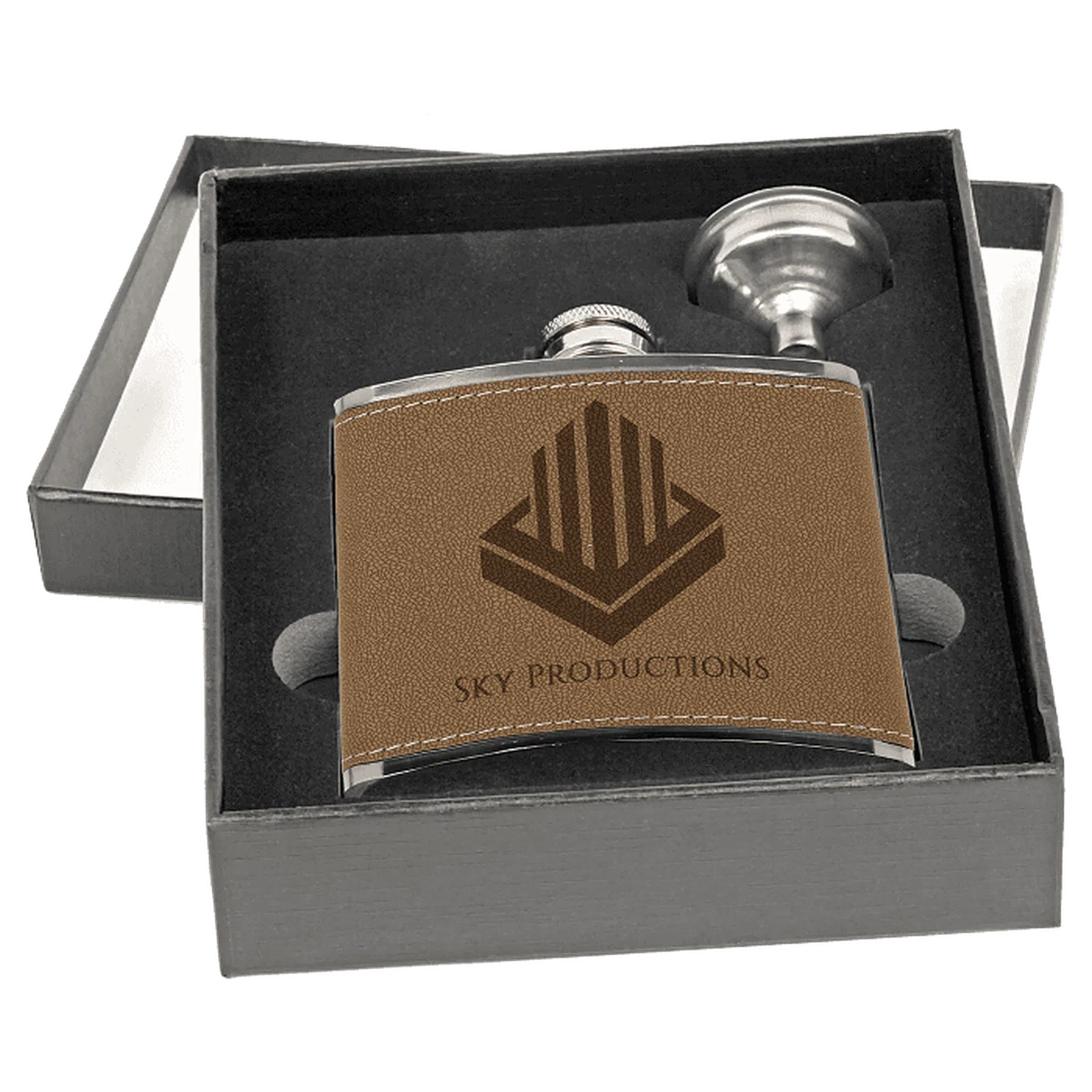 6 oz. Stainless Steel Personalized Flask Gift Set in Gift Box