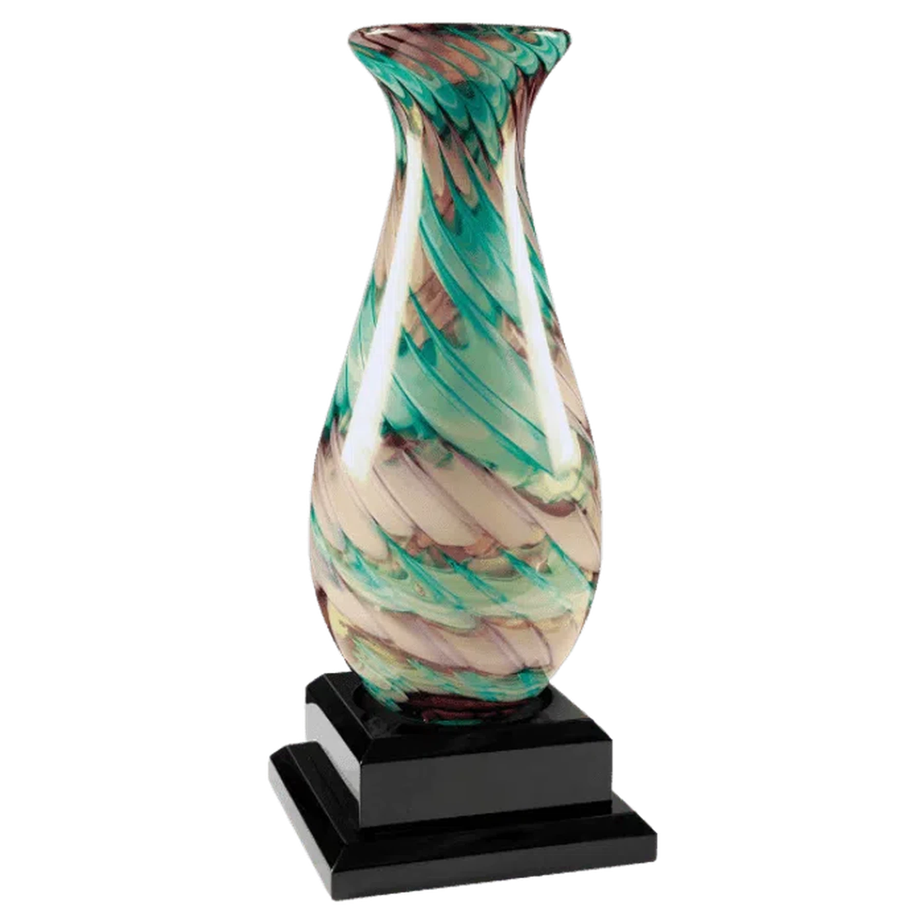 7" x 7" Black Royal Piano Finish Pedestal Base for Swirl Art Glass Vases