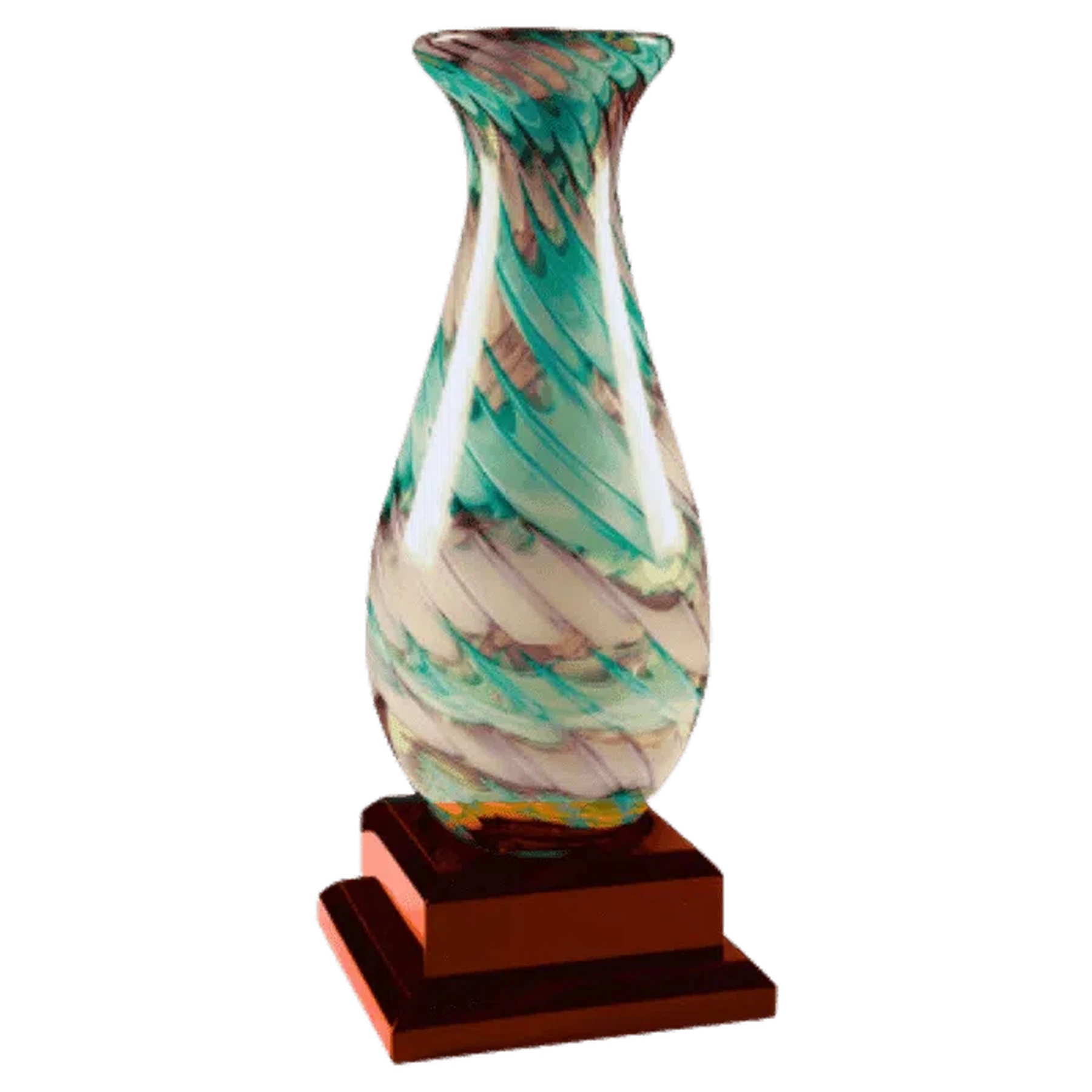 7" x 7" Rosewood Royal Piano Finish Pedestal Base for Swirl Art Glass Vases