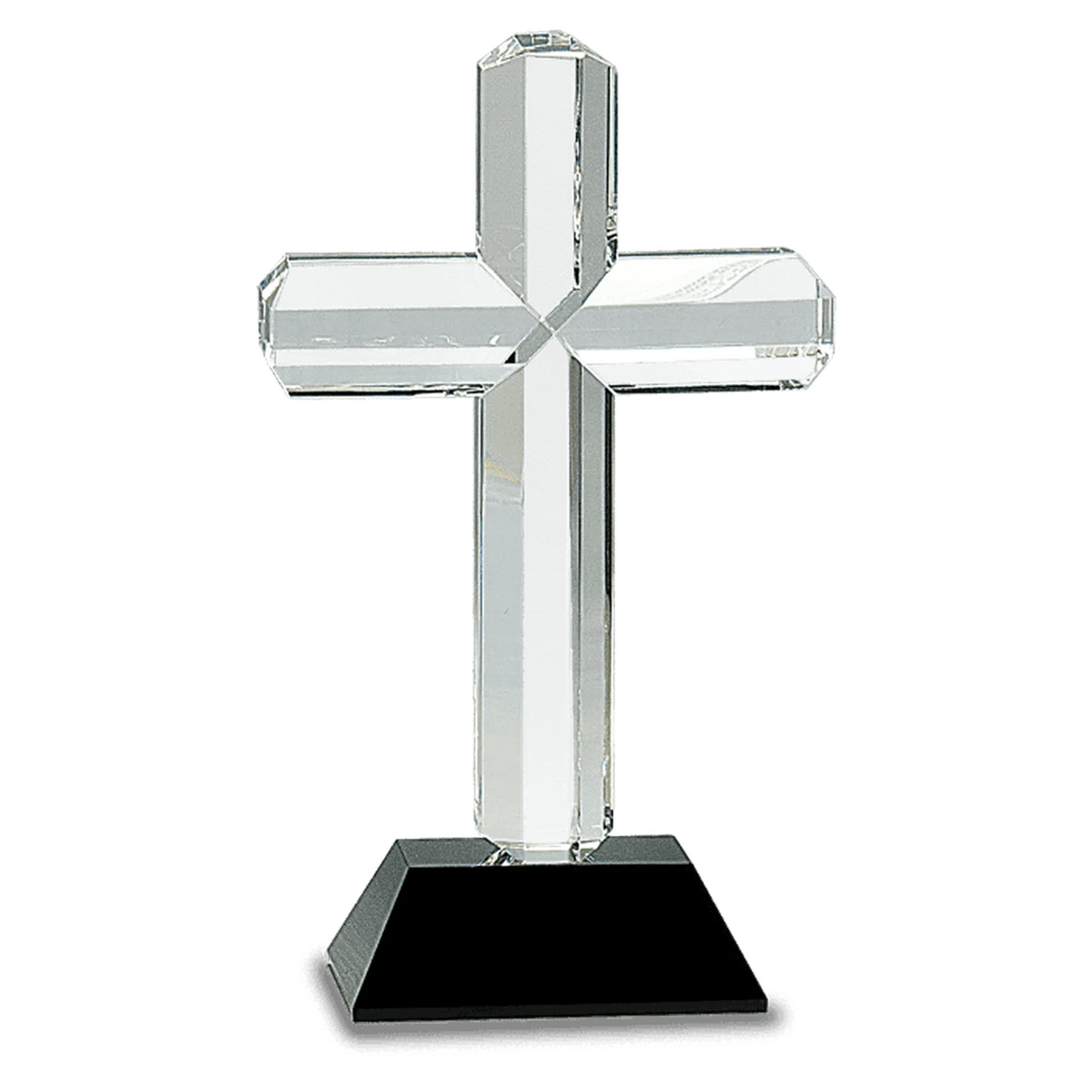 8 1/2" Crystal Cross on Black Pedestal Base