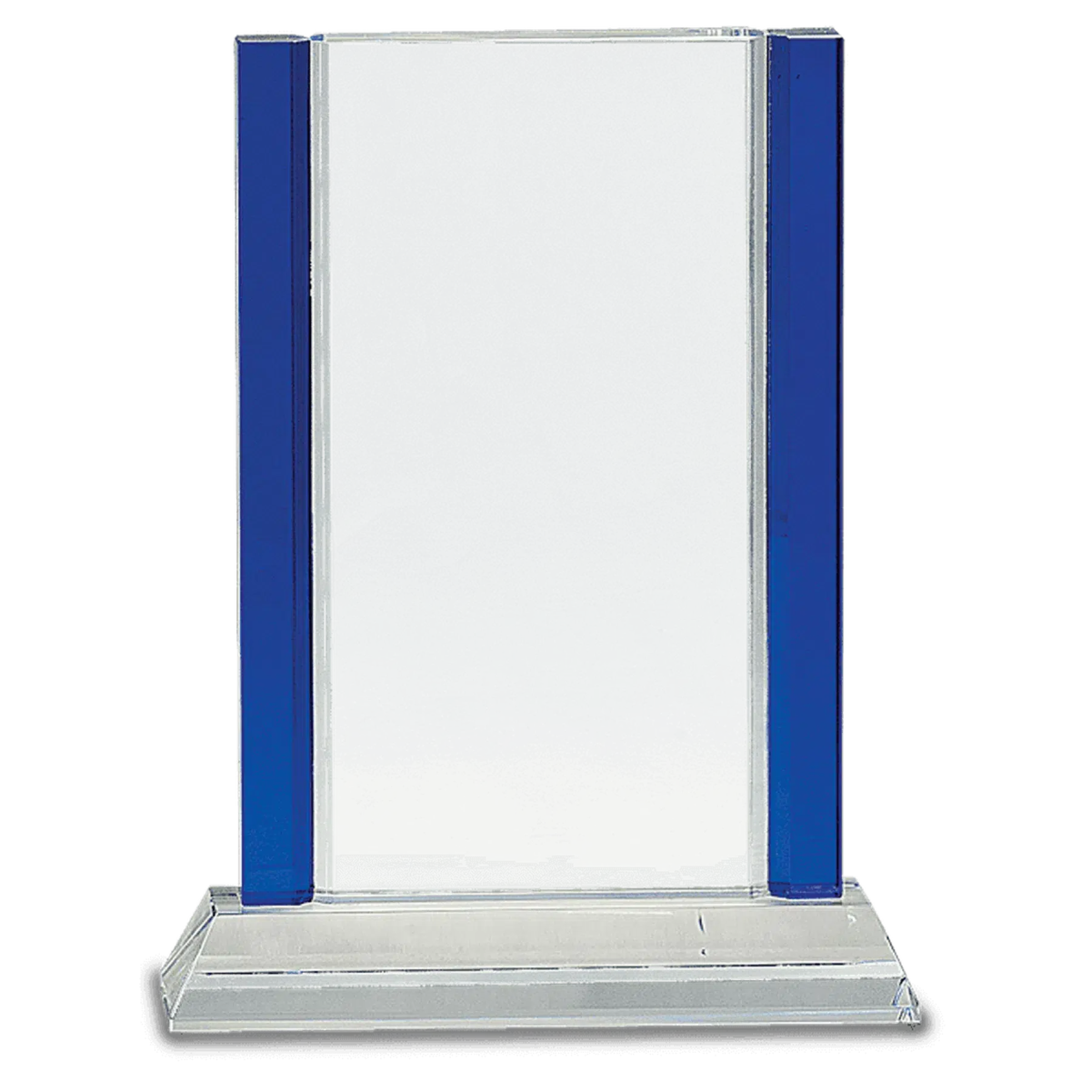 8 1/2" Blue 2 - Edge Crystal Rectangle on Clear Base - LightForce Laser Engraving, LLC