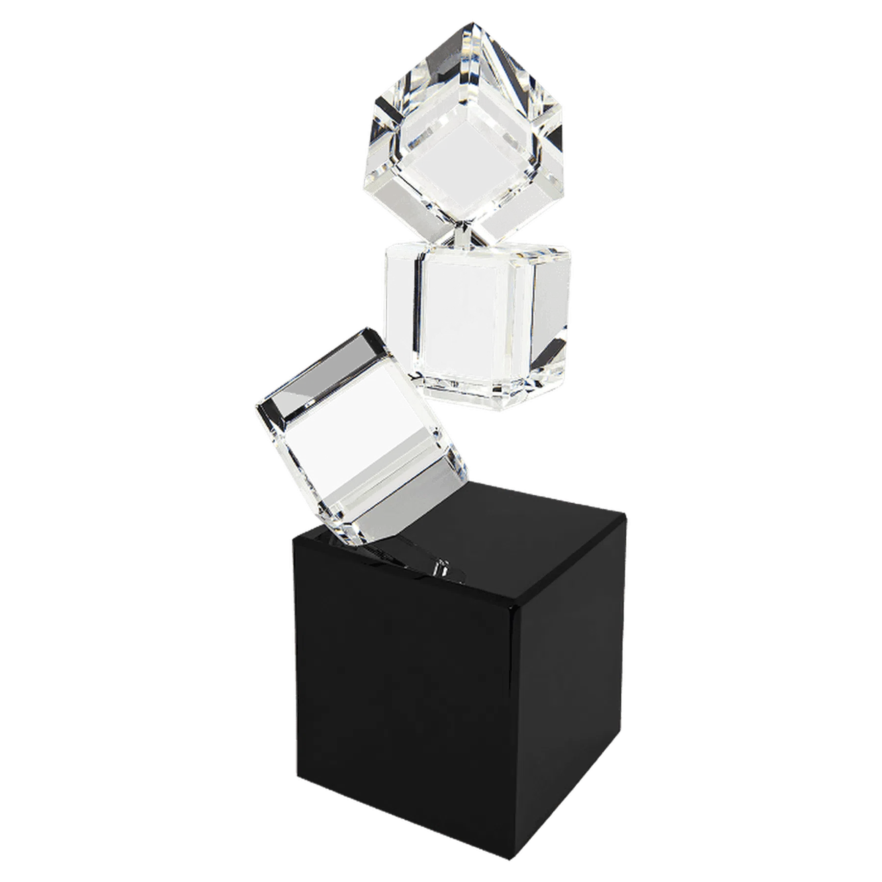8" Triple Crystal Blocks on a Black Base