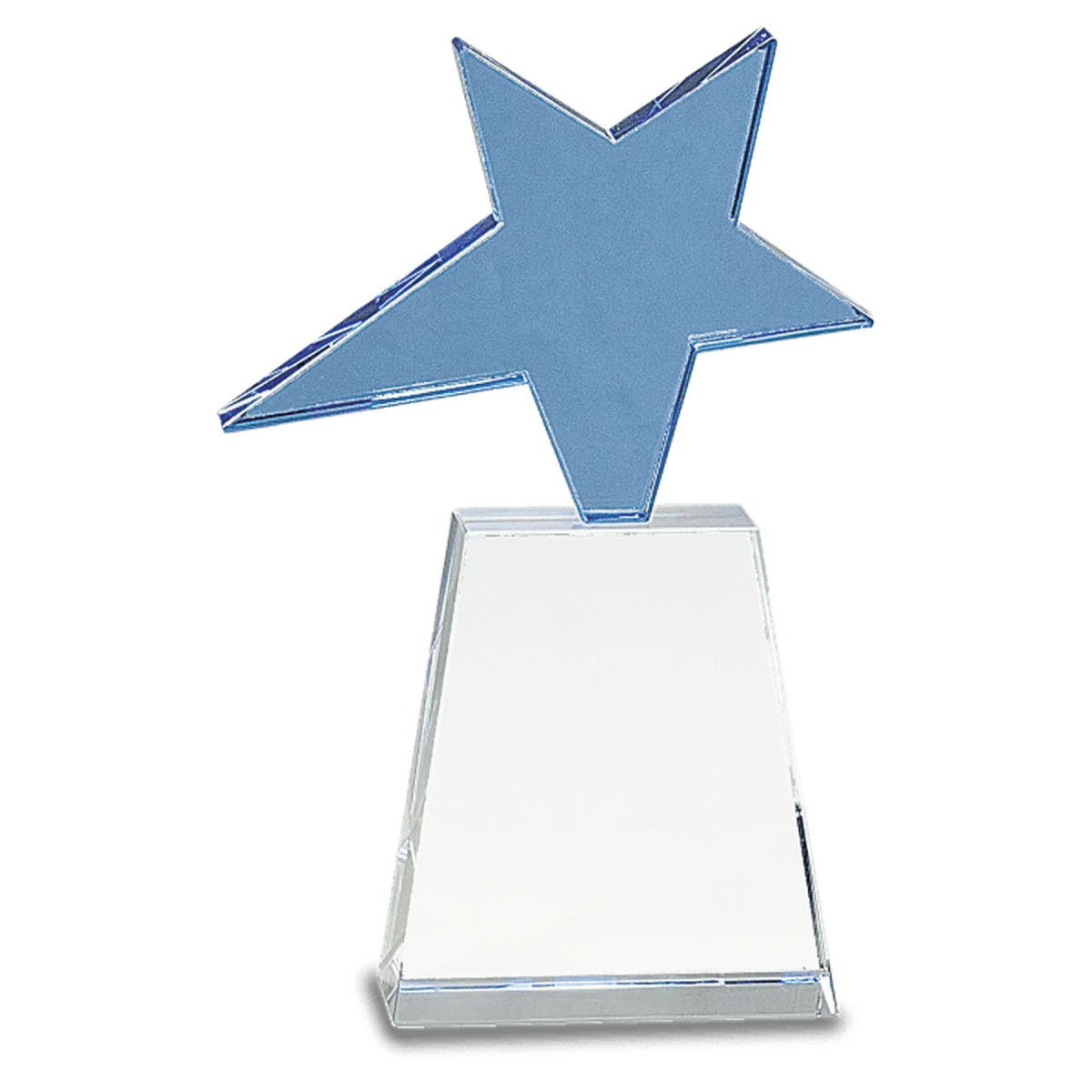 8" Blue Crystal Star on Clear Pedestal Base - LightForce Laser Engraving, LLC