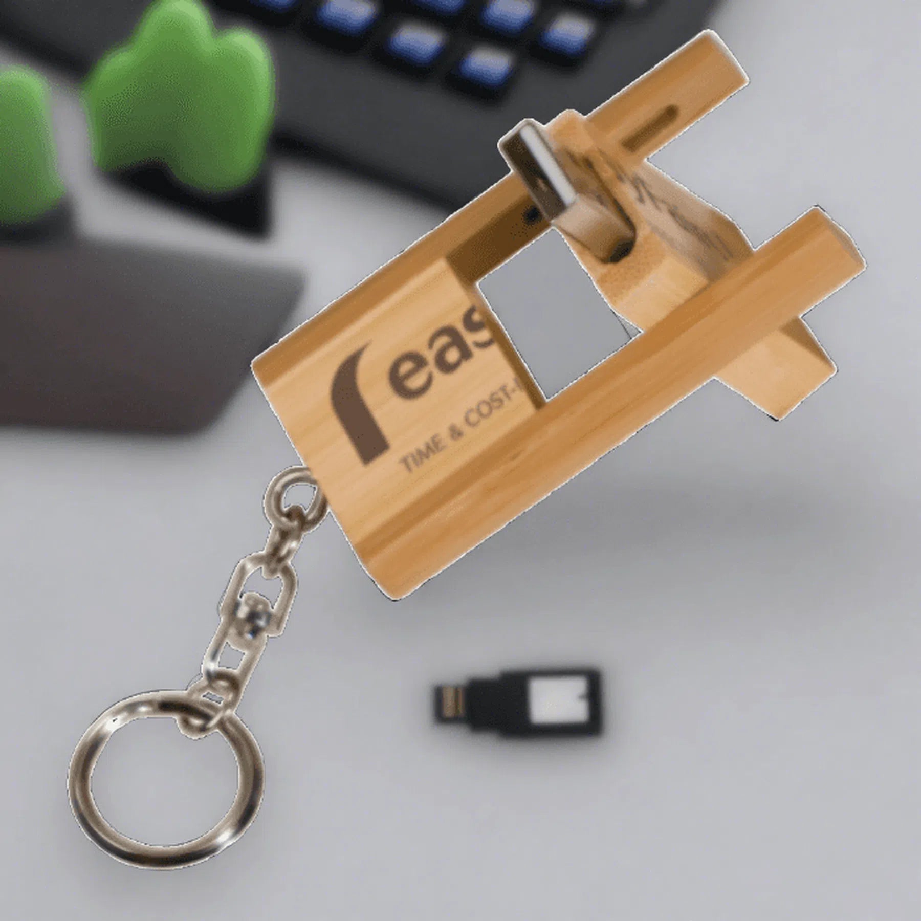 8GB Flip Style USB Flash Drive with Keychain