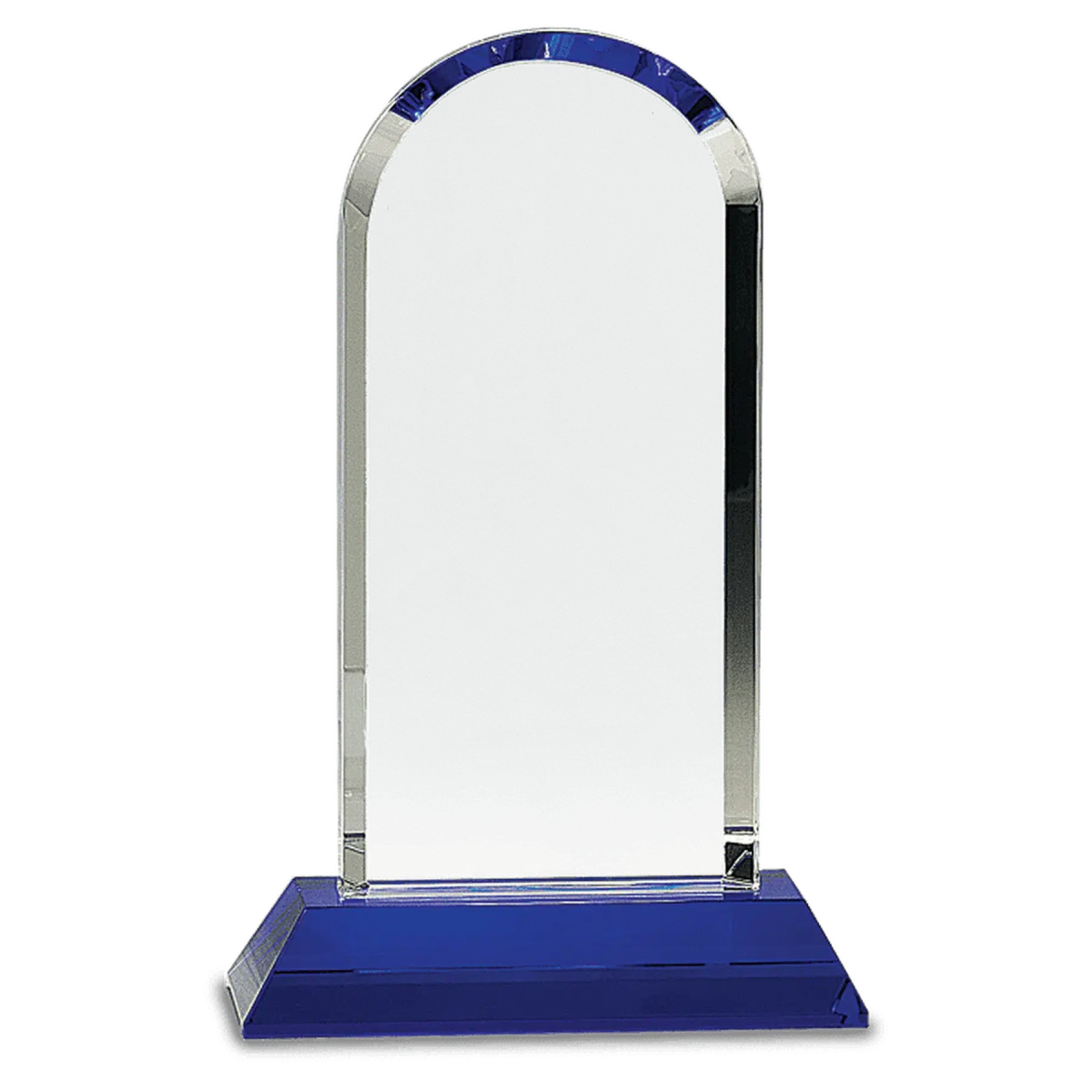 9 1/4" Clear Crystal Dome on Blue Pedestal Base - LightForce Laser Engraving, LLC