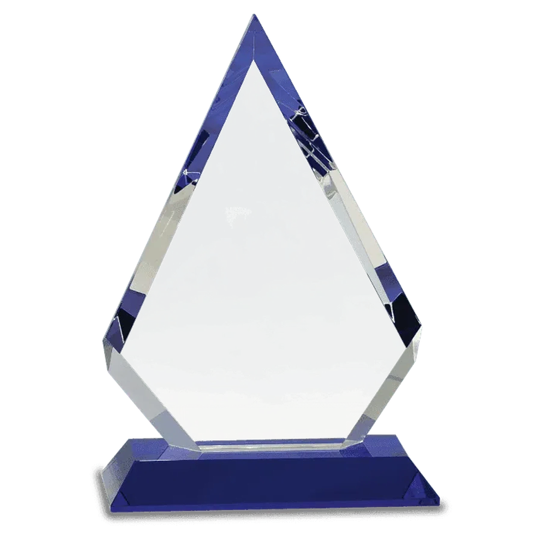 9" Clear Crystal Diamond on Blue Pedestal Base