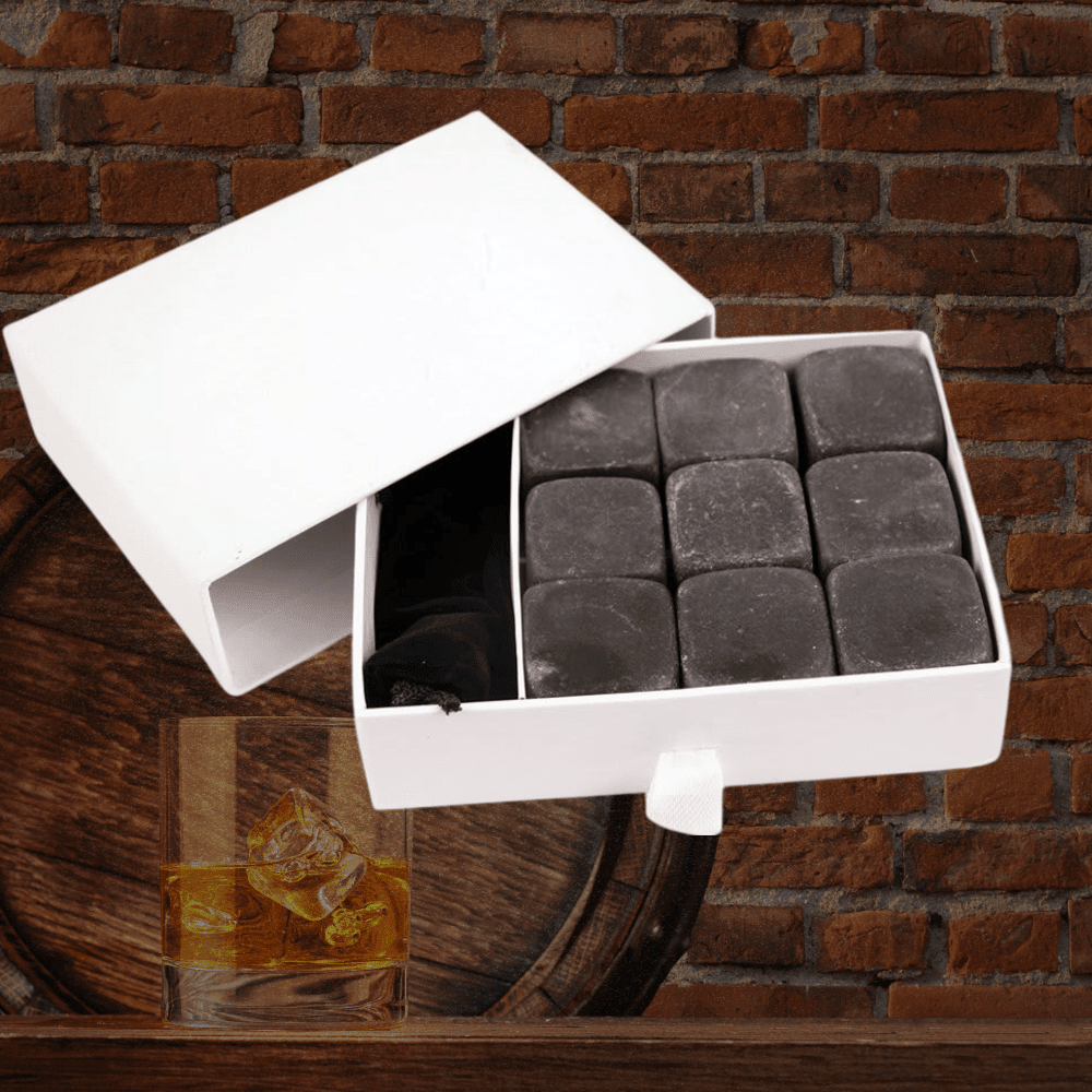 9 - Piece 1860 Basalt Whiskey Stone Set - 